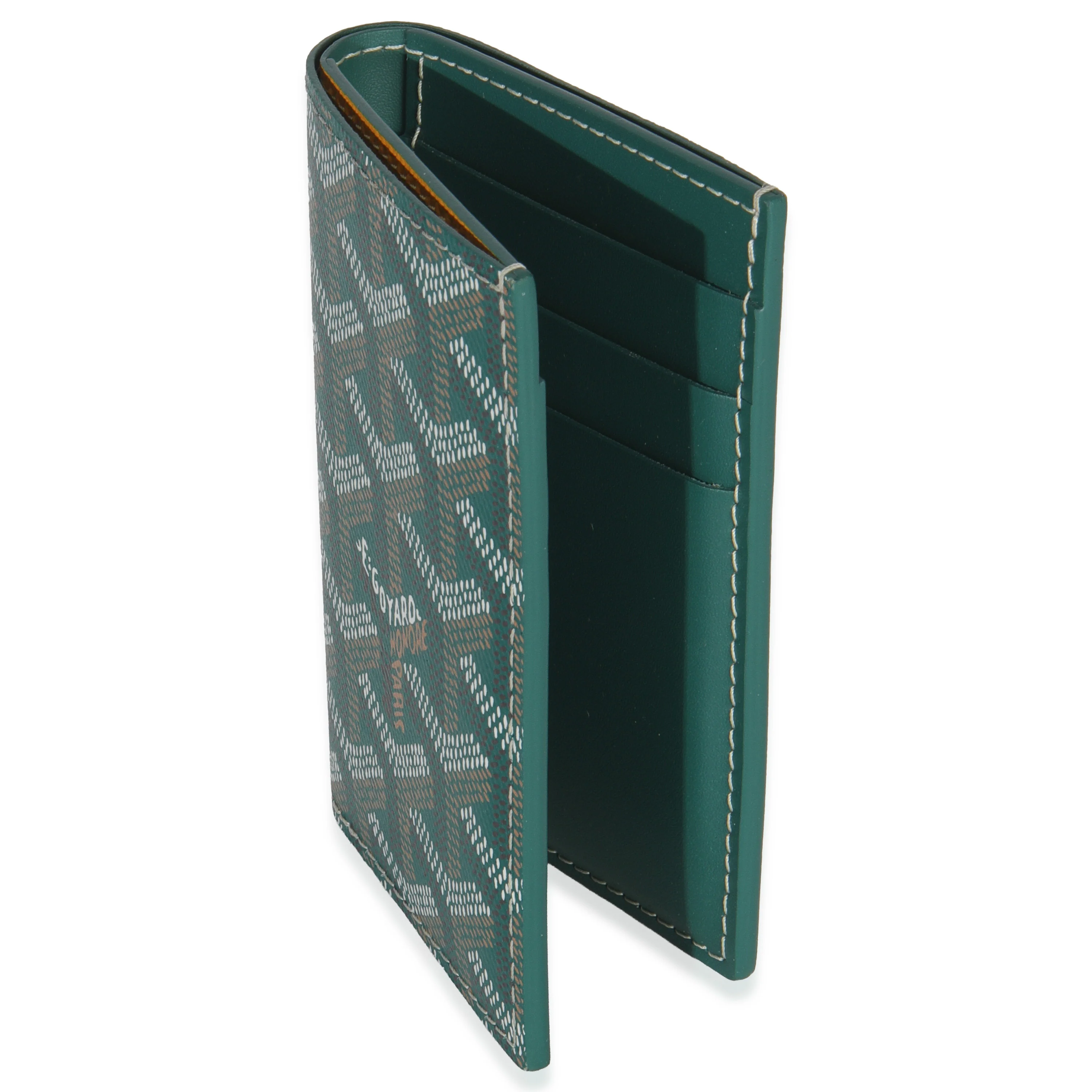 Green Goyardine Canvas Saint Pierre Card Holder - Image 2
