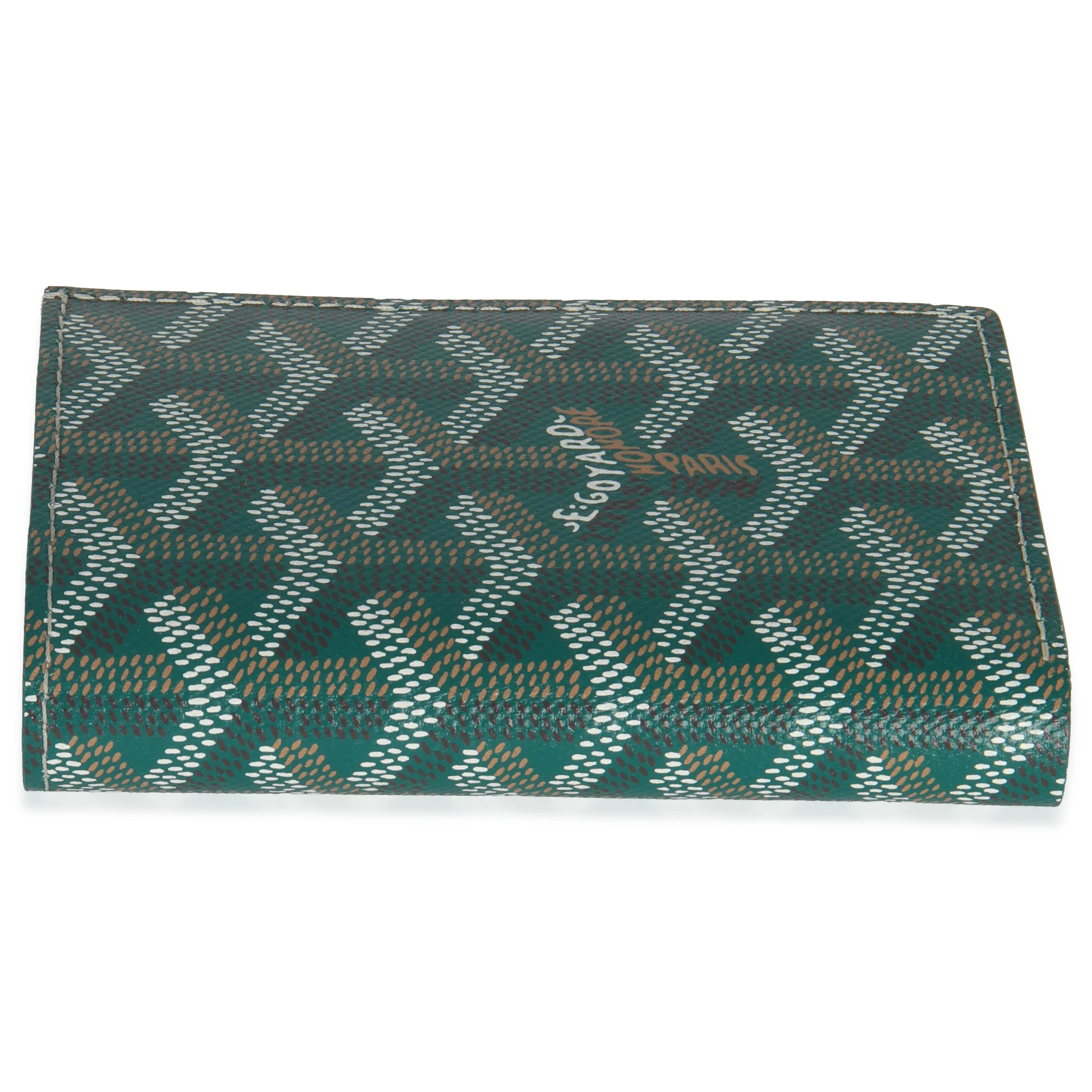 Green Goyardine Canvas Saint Pierre Card Holder - Image 4