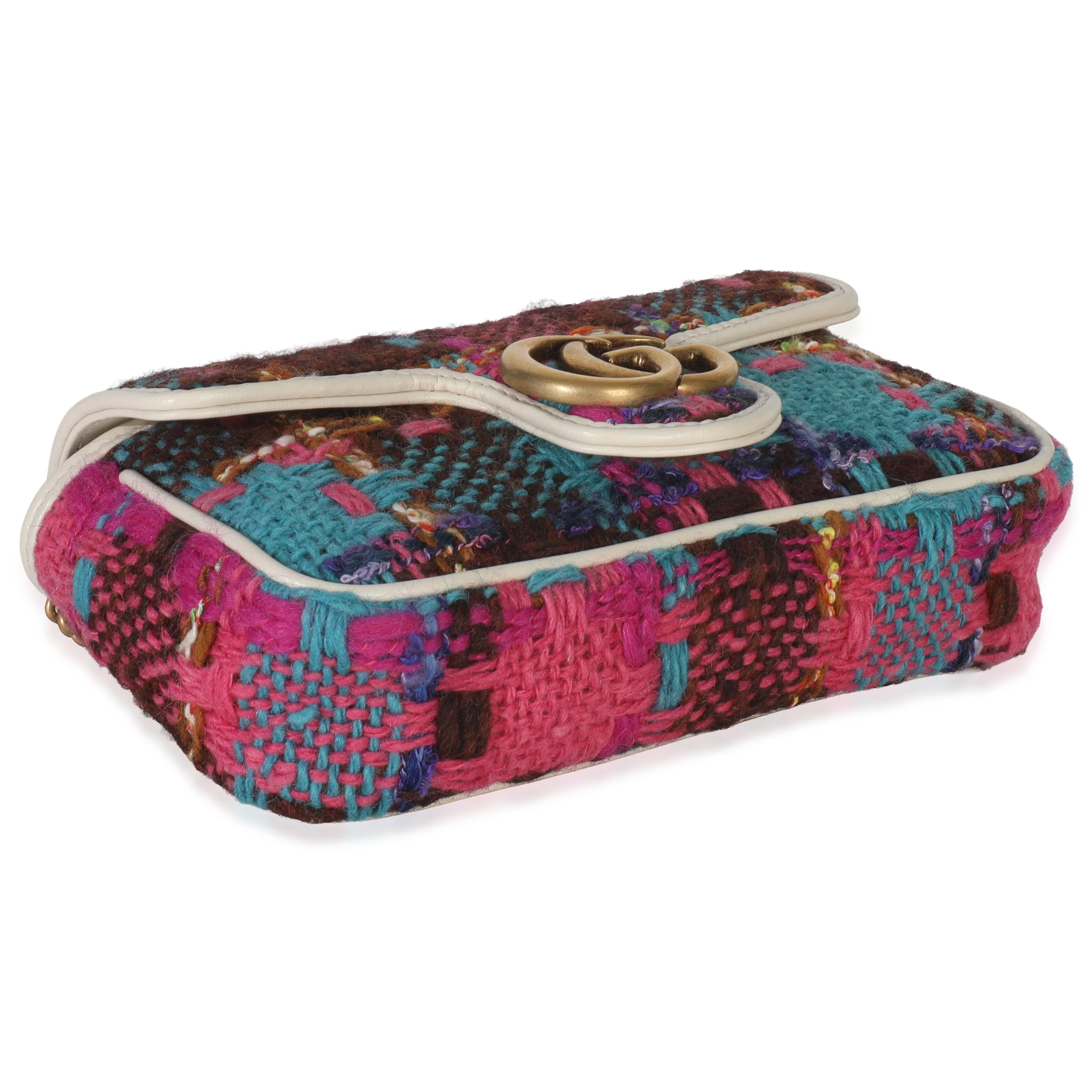 Pink Multicolor Tweed Spicy Check Super Mini GG Marmont - Image 6