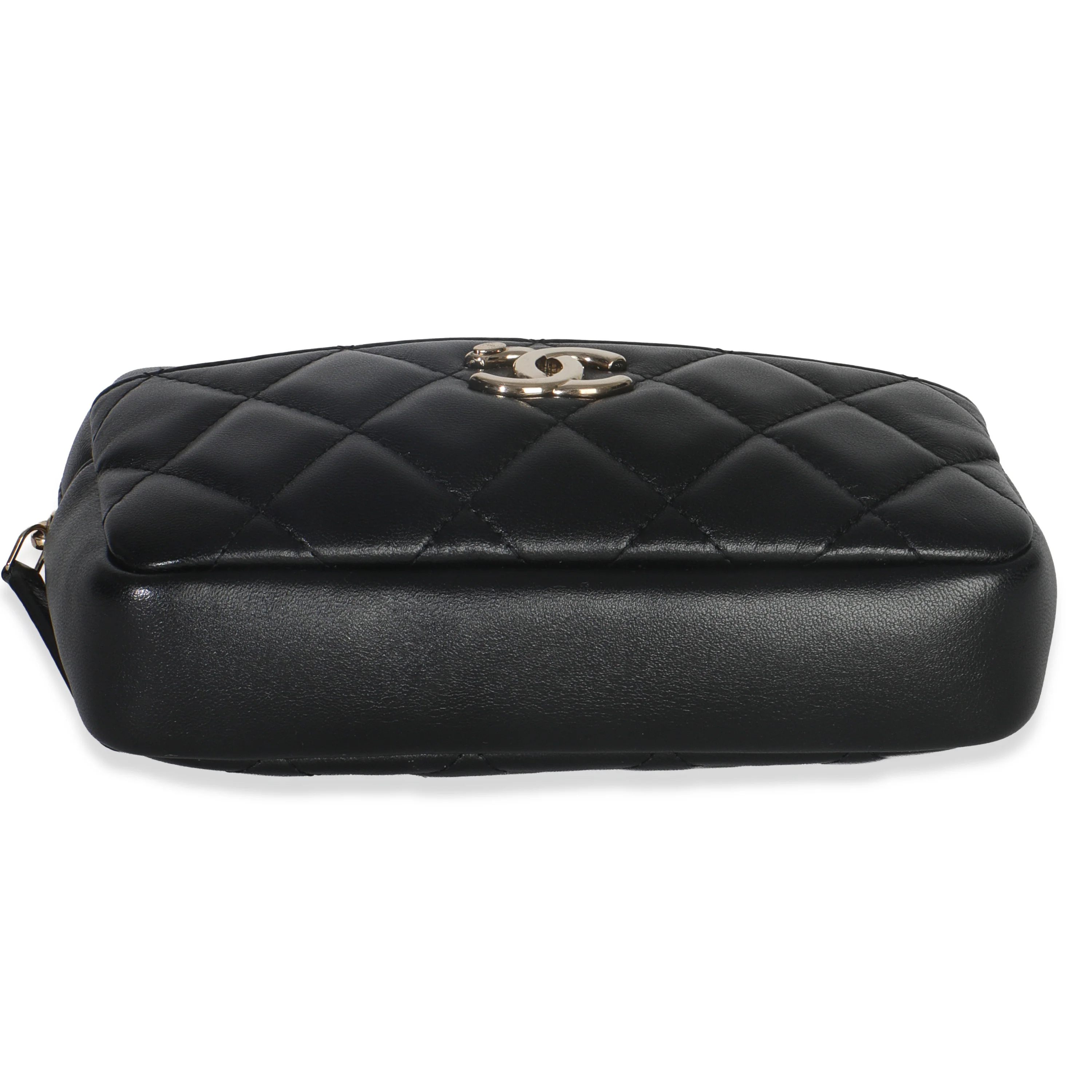 Black Quilted Lambskin Front Pocket Belt Bag - Image 5