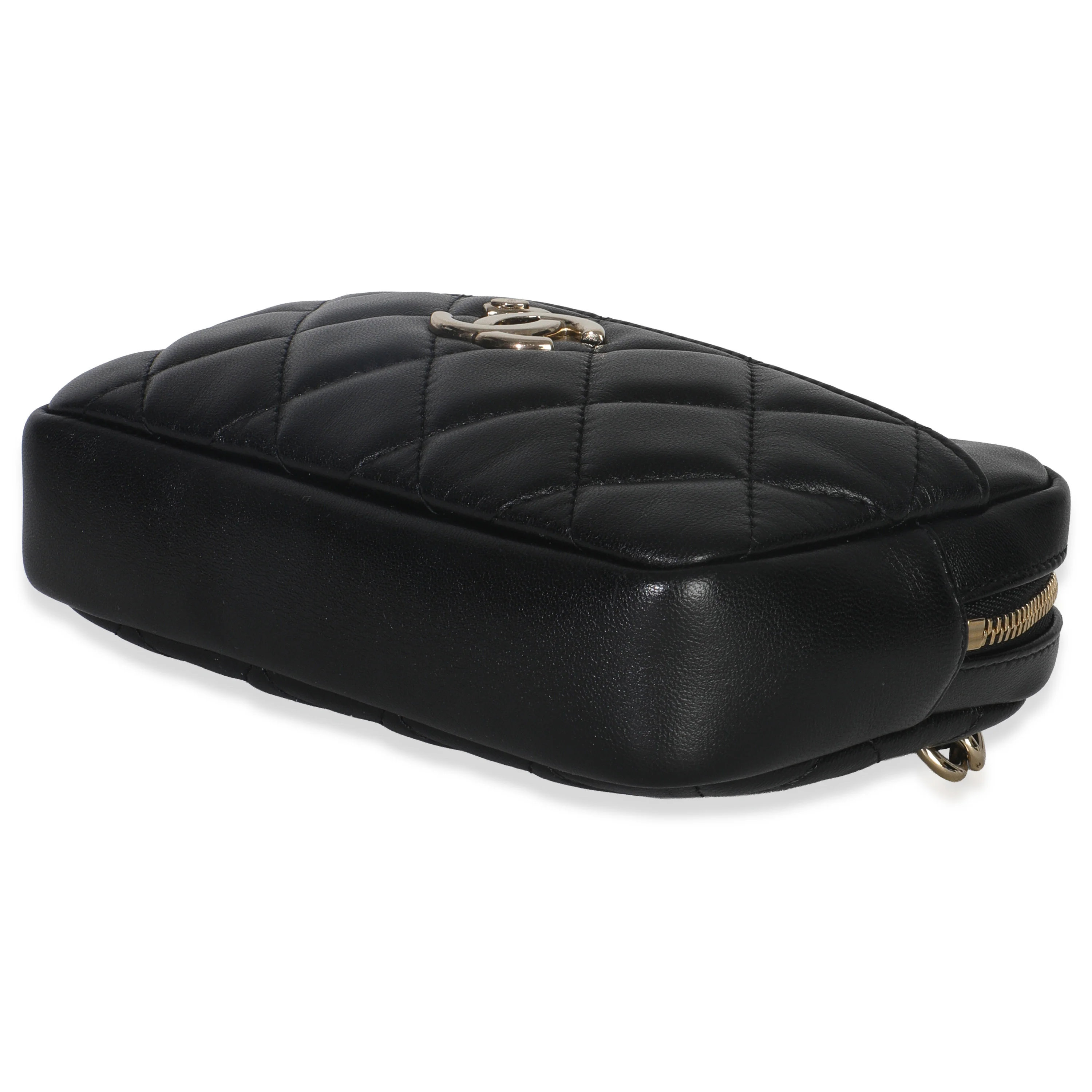 Black Quilted Lambskin Front Pocket Belt Bag - Image 6
