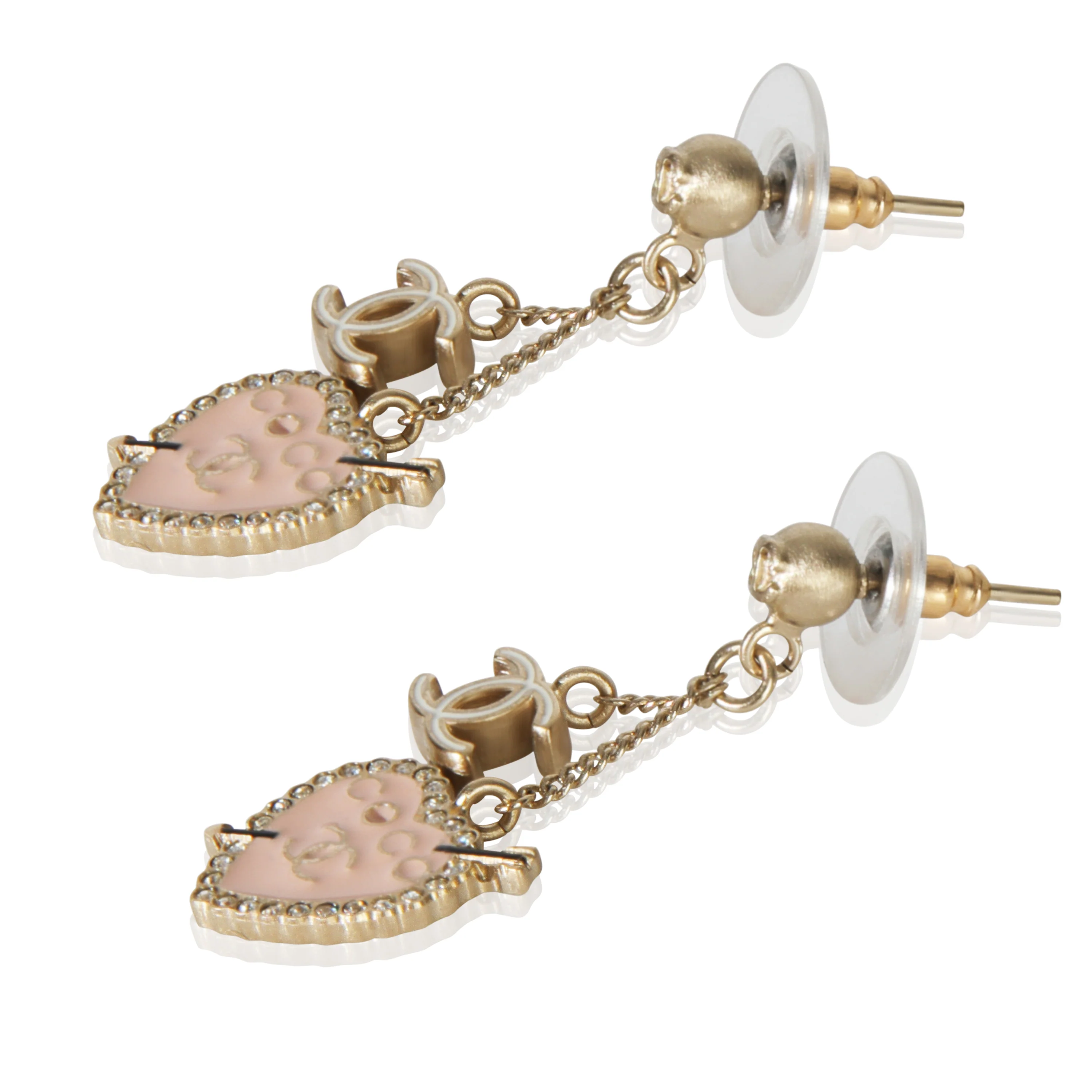 Gold-Plated  2010 Pink Heart CC Earrings - Image 2