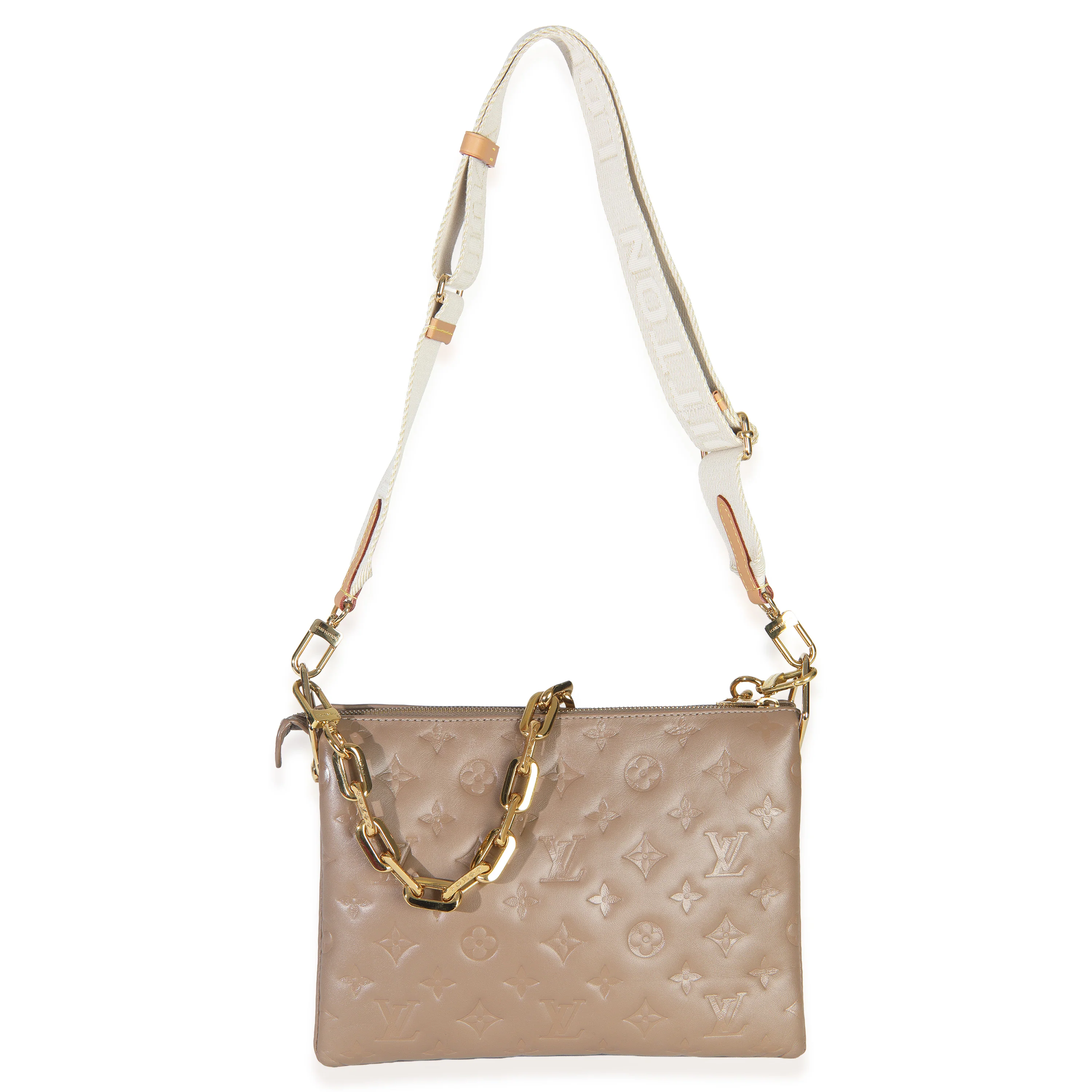 Taupe Monogram Embossed Lambskin Coussin PM - Image 7