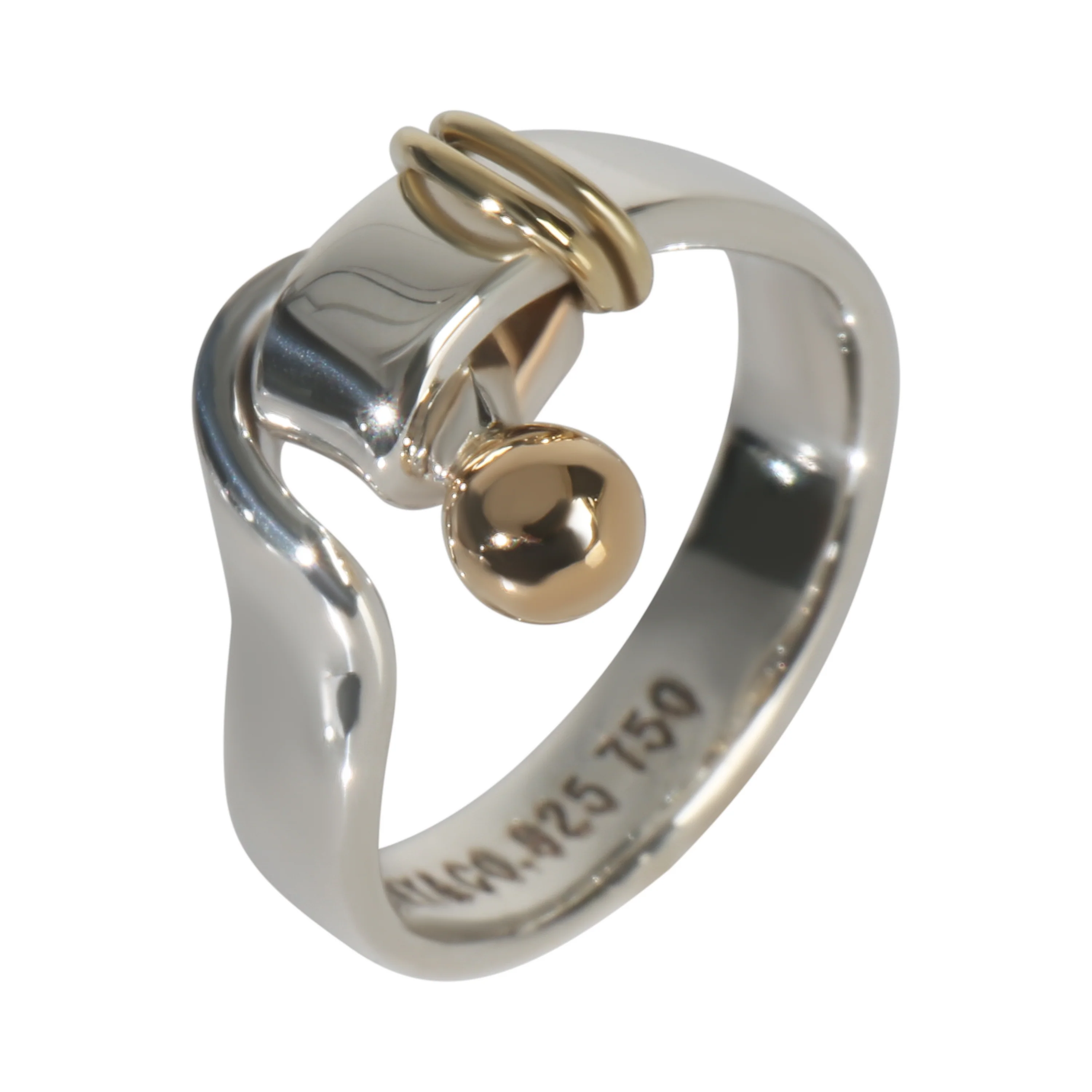 Yellow Gold & Sterling Silver  Vintage Hook Ring - Image 4