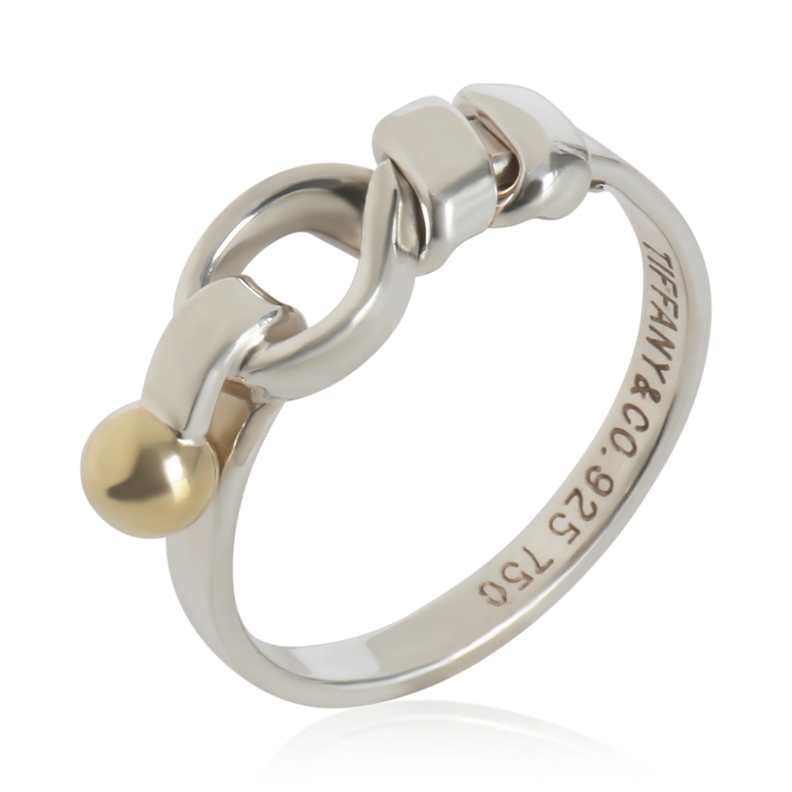 Yellow Gold & Sterling Silver Vintage Hook Ring - Image 4