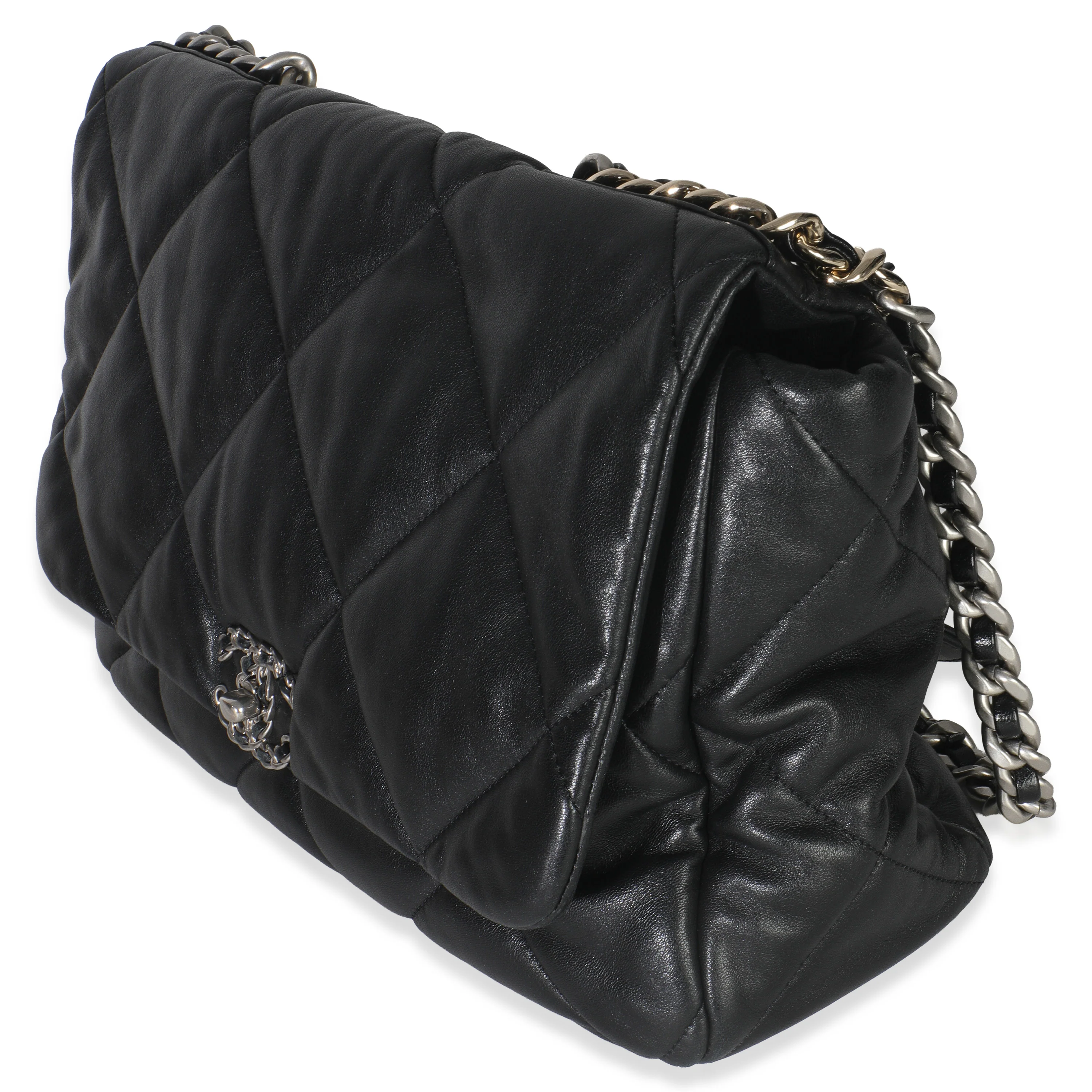 Black Quilted Lambskin Maxi Chanel 19 Flap Bag - Image 2