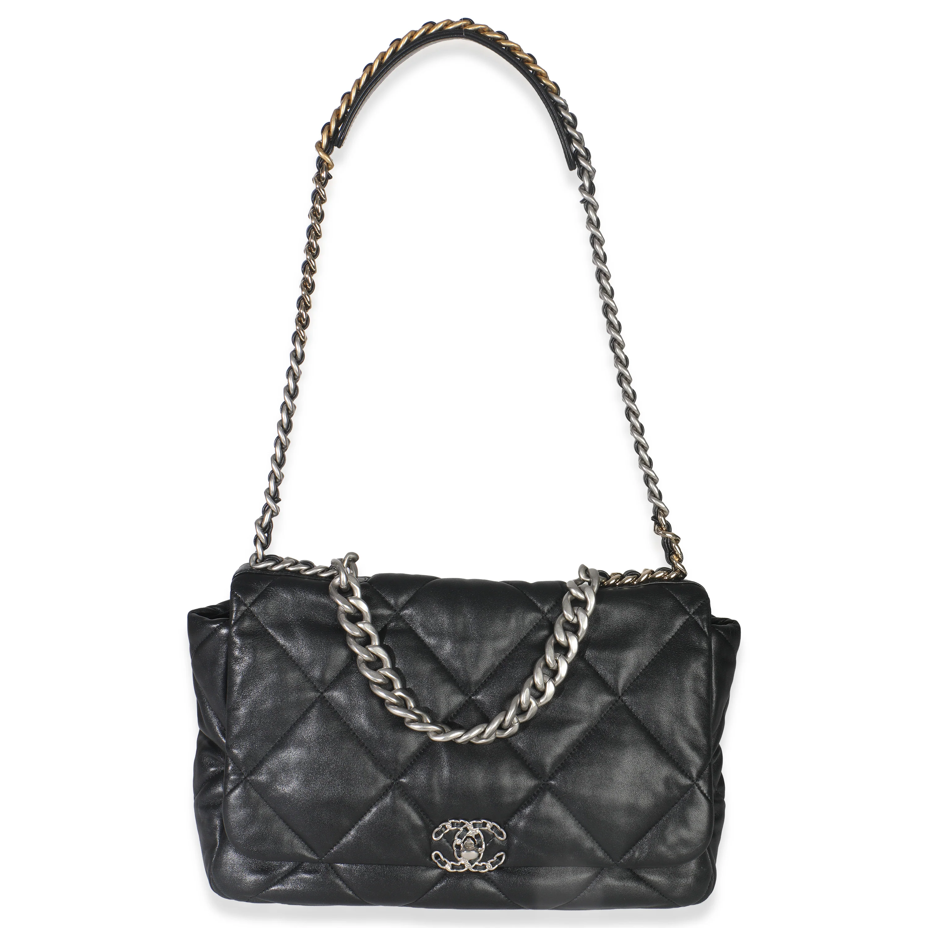 Black Quilted Lambskin Maxi Chanel 19 Flap Bag - Image 7