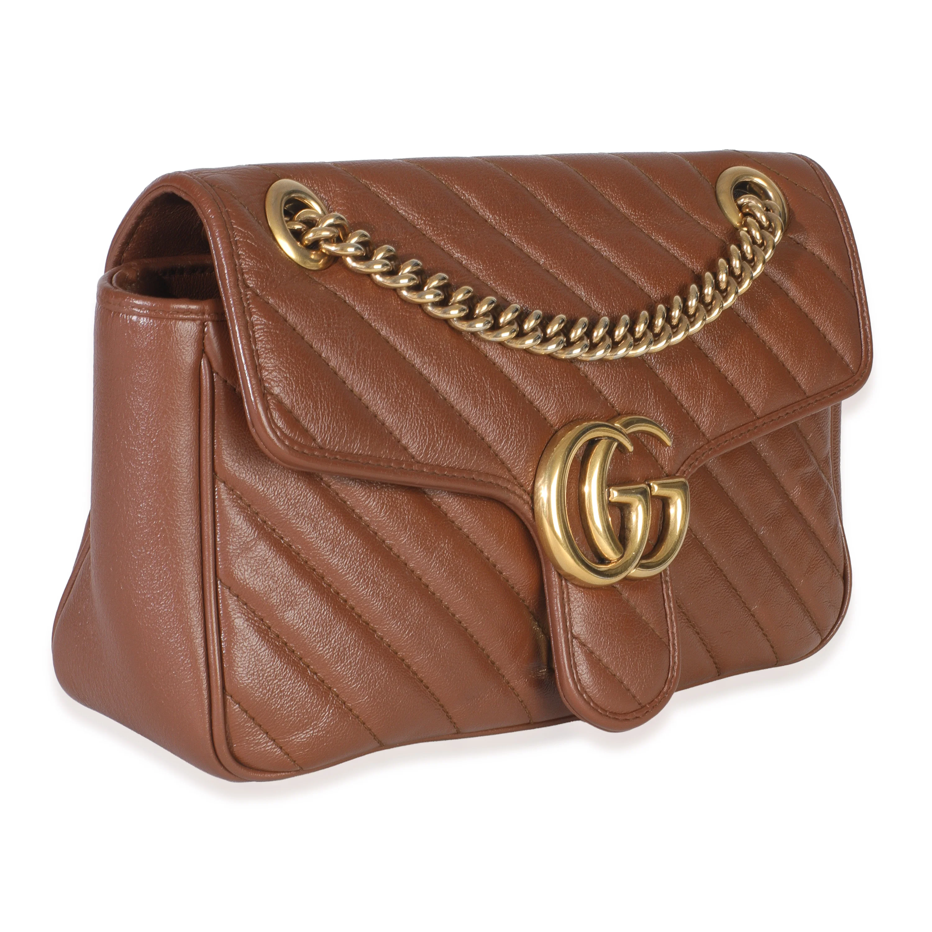 Brown Diagonal Matelasse Quilted Calfskin Small Marmont Shoulder Bag - Image 3