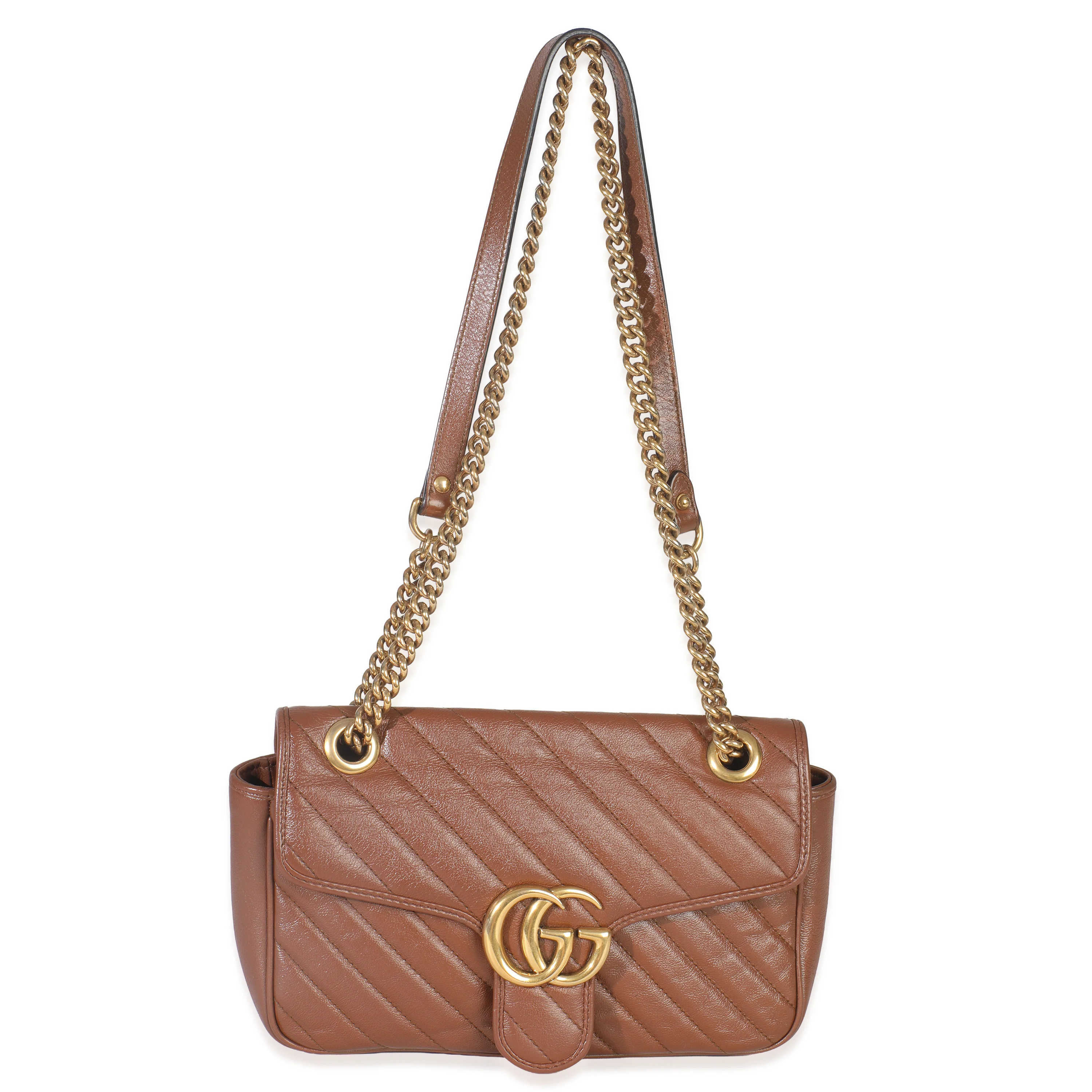 Brown Diagonal Matelasse Quilted Calfskin Small Marmont Shoulder Bag - Image 8