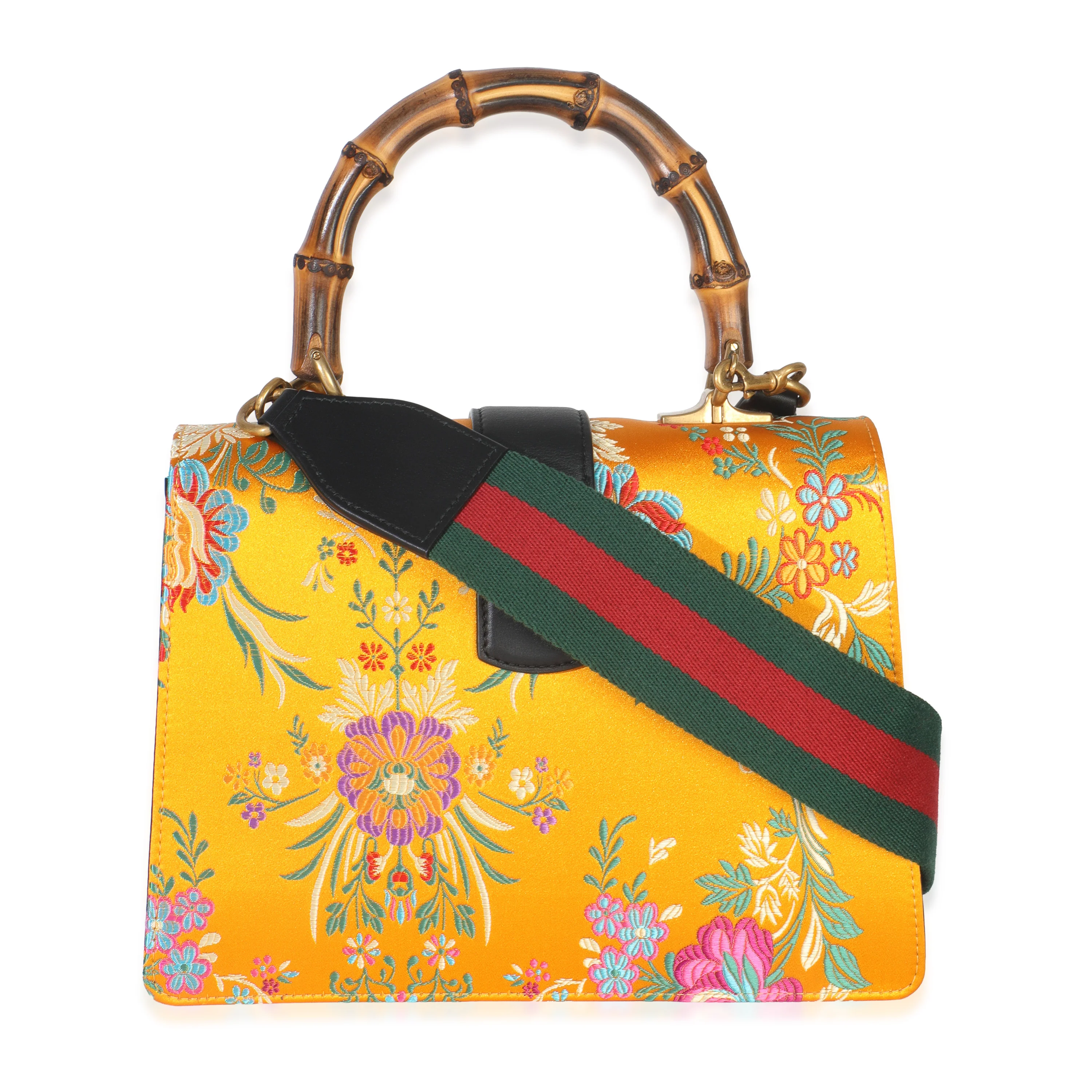 Yellow Satin Calfskin Bamboo Web Tokyo Medium Dionysus Top Handle Bag - Image 4