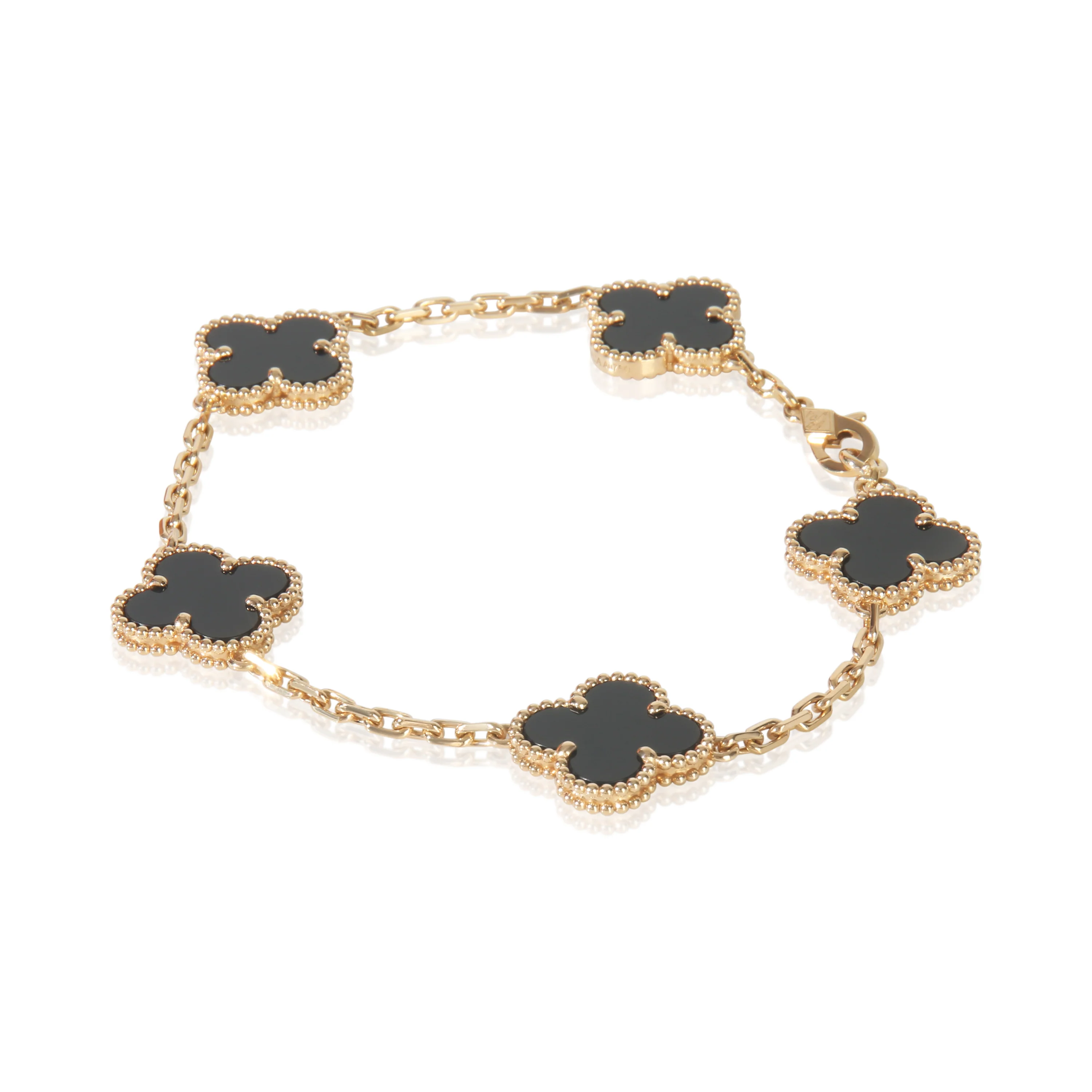 Yellow Gold Onyx Vintage Alhambra Bracelet - Image 2