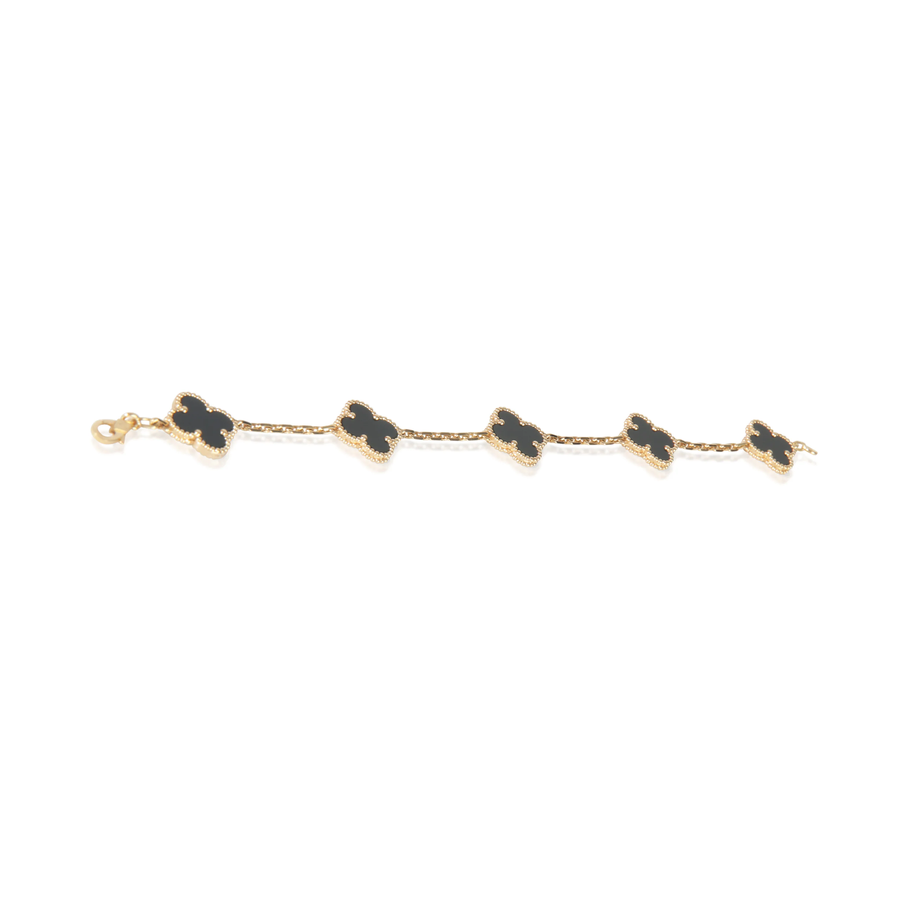 Yellow Gold Onyx Vintage Alhambra Bracelet - Image 4