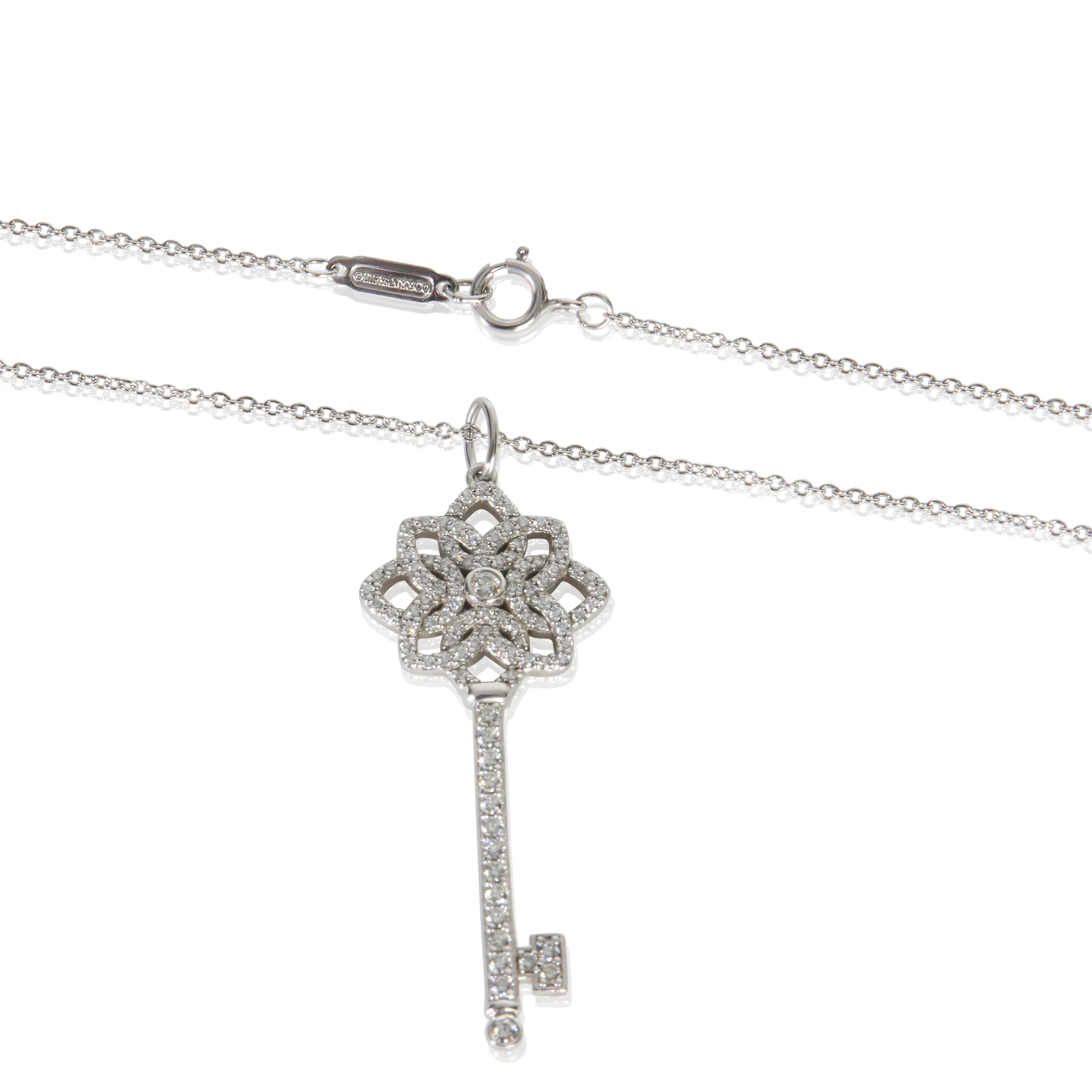 Platinum Diamond Woven Key Pendant - Image 2