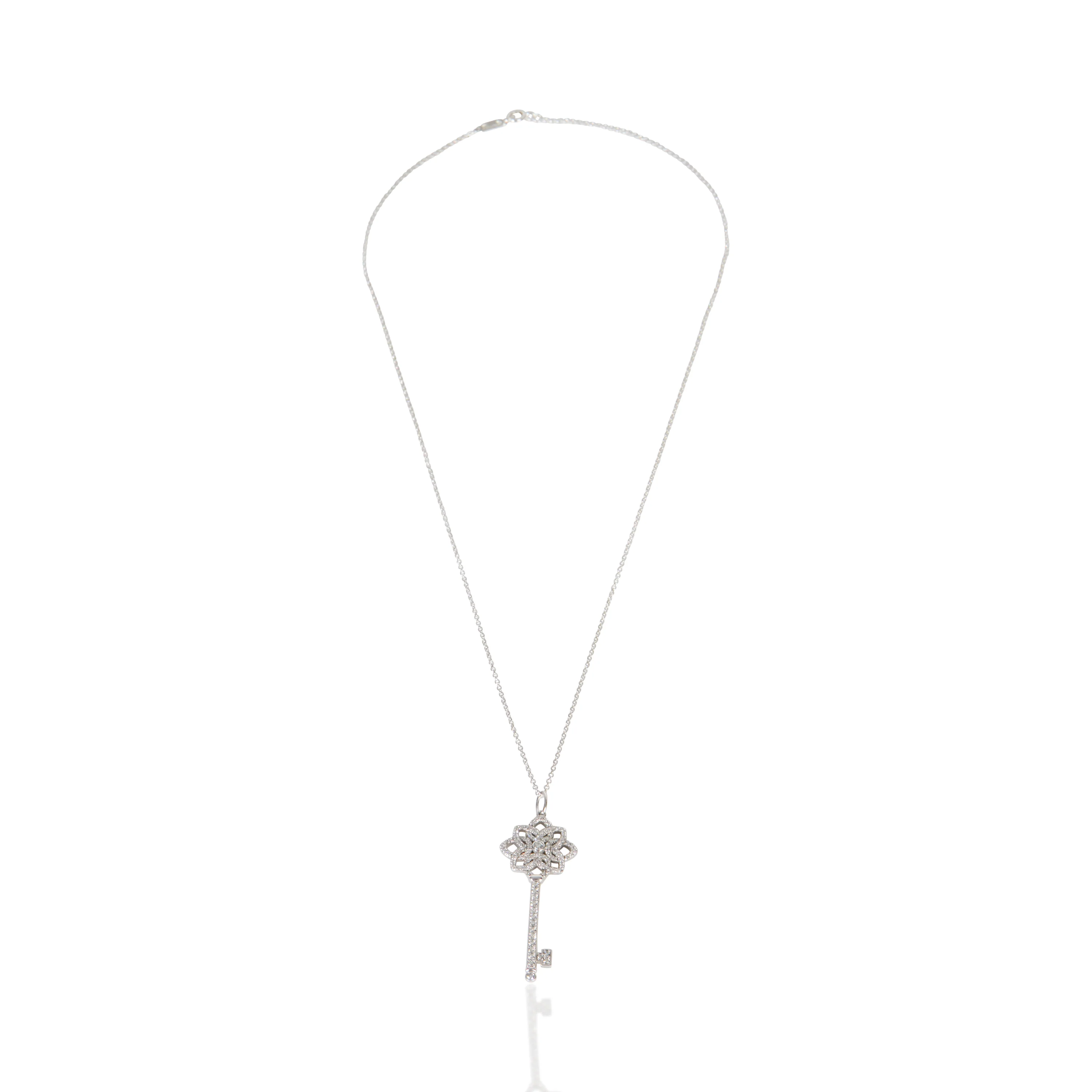 Platinum Diamond Woven Key Pendant - Image 3