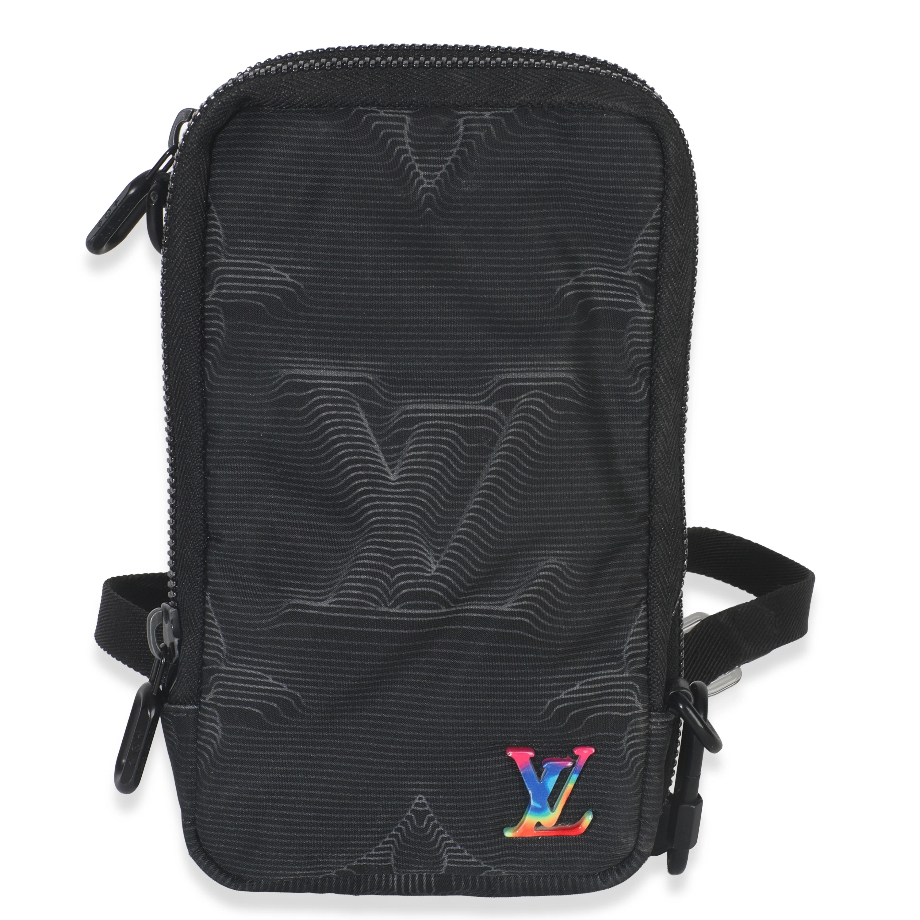 Black Nylon Monogram 2054 Double Phone Pouch