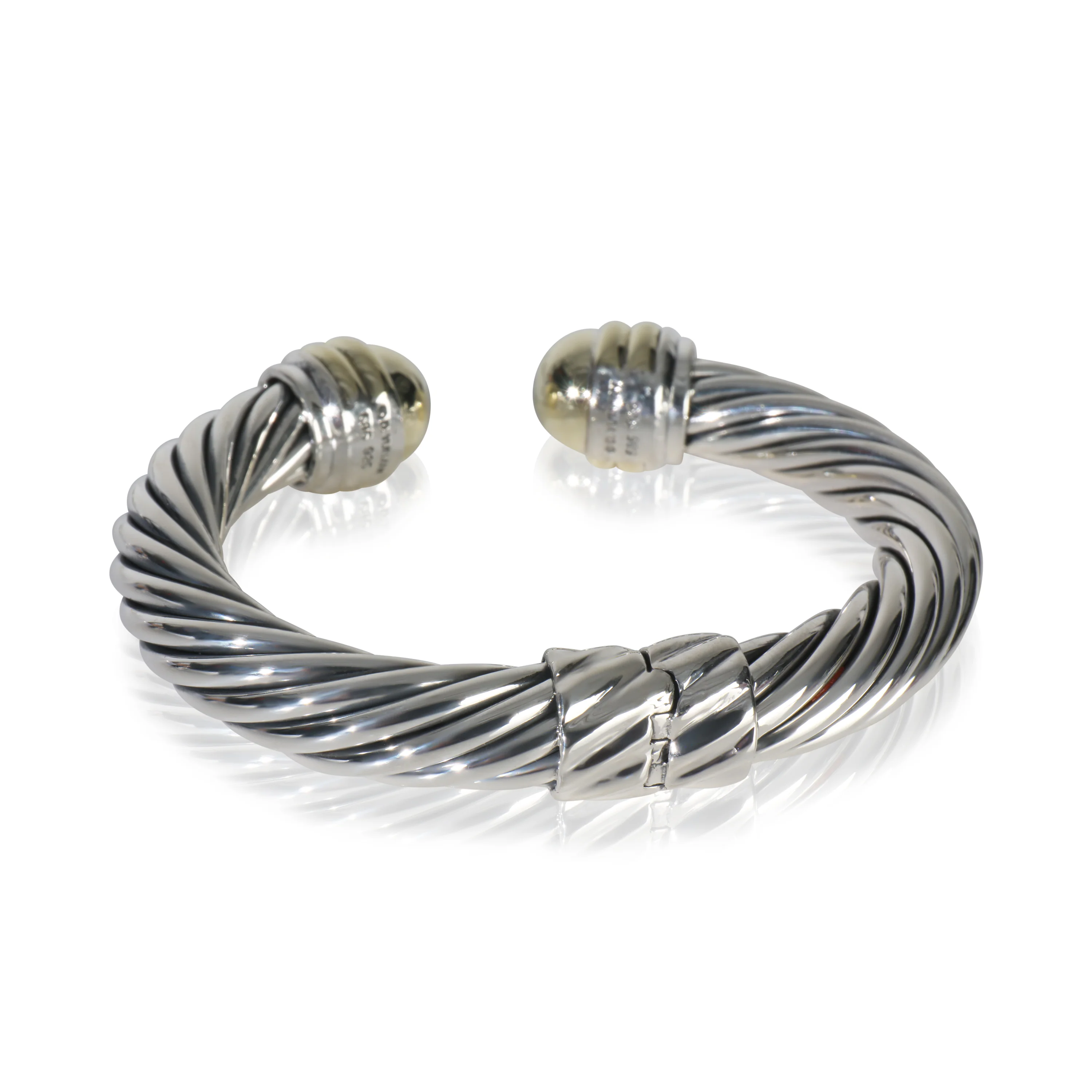 Yellow Gold & Sterling Silver 10mm Hinged Cable Bracelet - Image 3