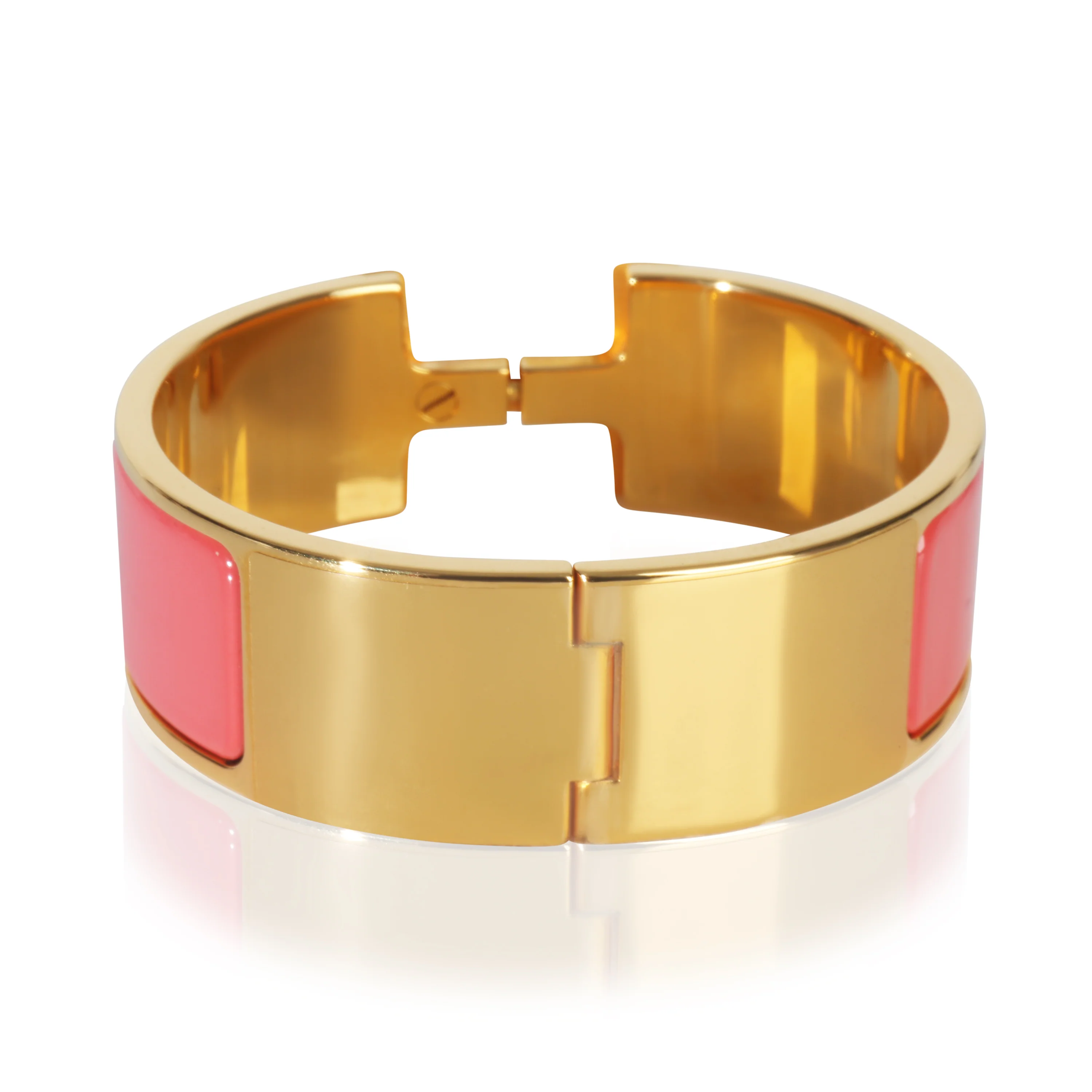 Gold-Plated  Clic Clac In Rose Velours Bracelet - Image 3