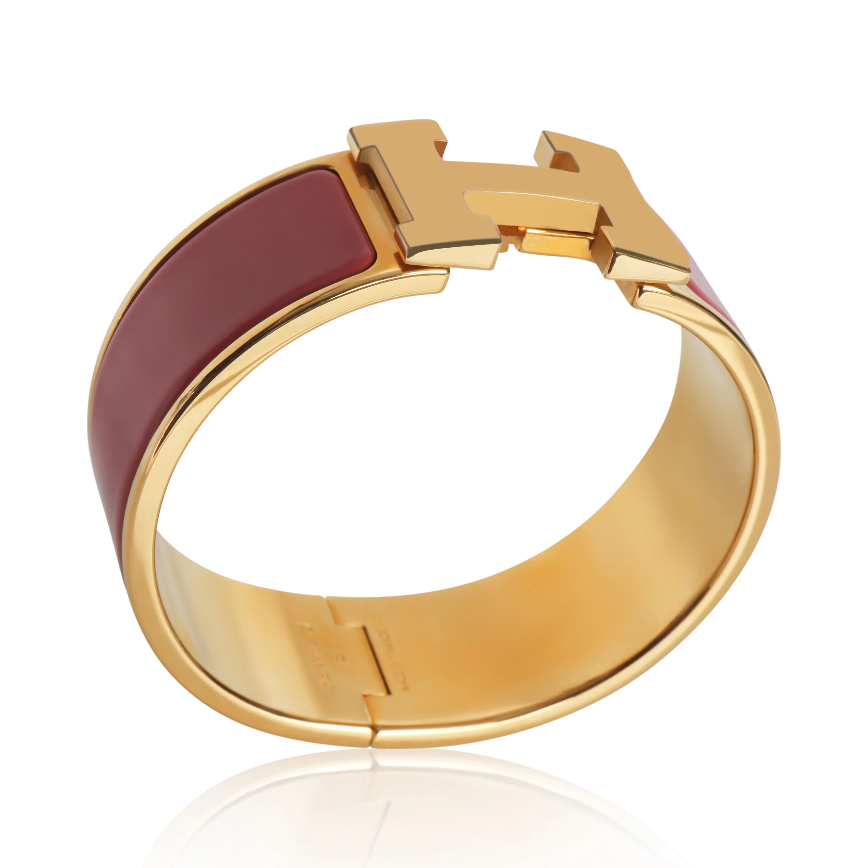 Gold-Plated  Clic Clac In Rose Velours Bracelet - Image 4