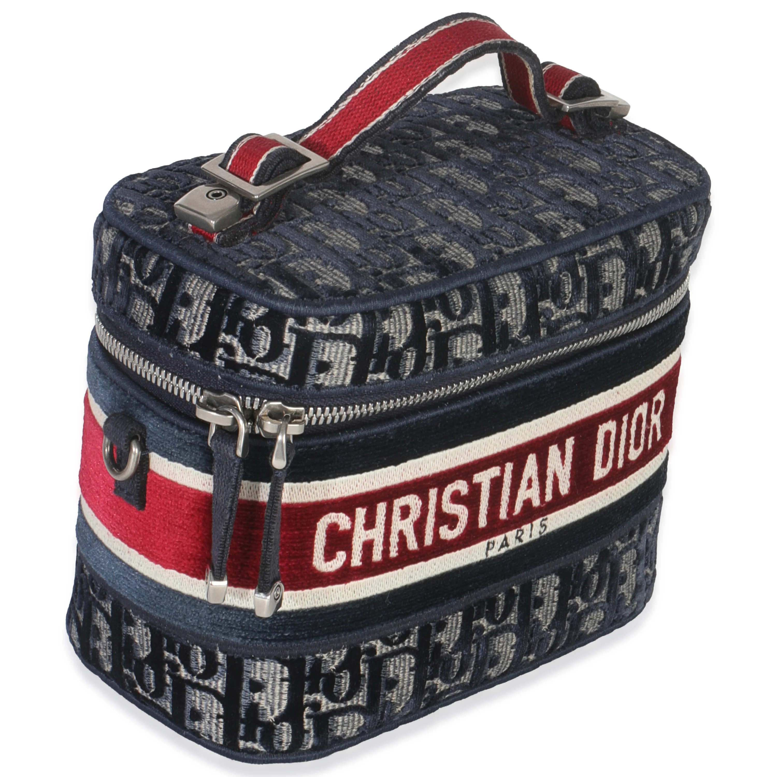 Blue Red Velvet Oblique Diortravel Vanity Case - Image 3