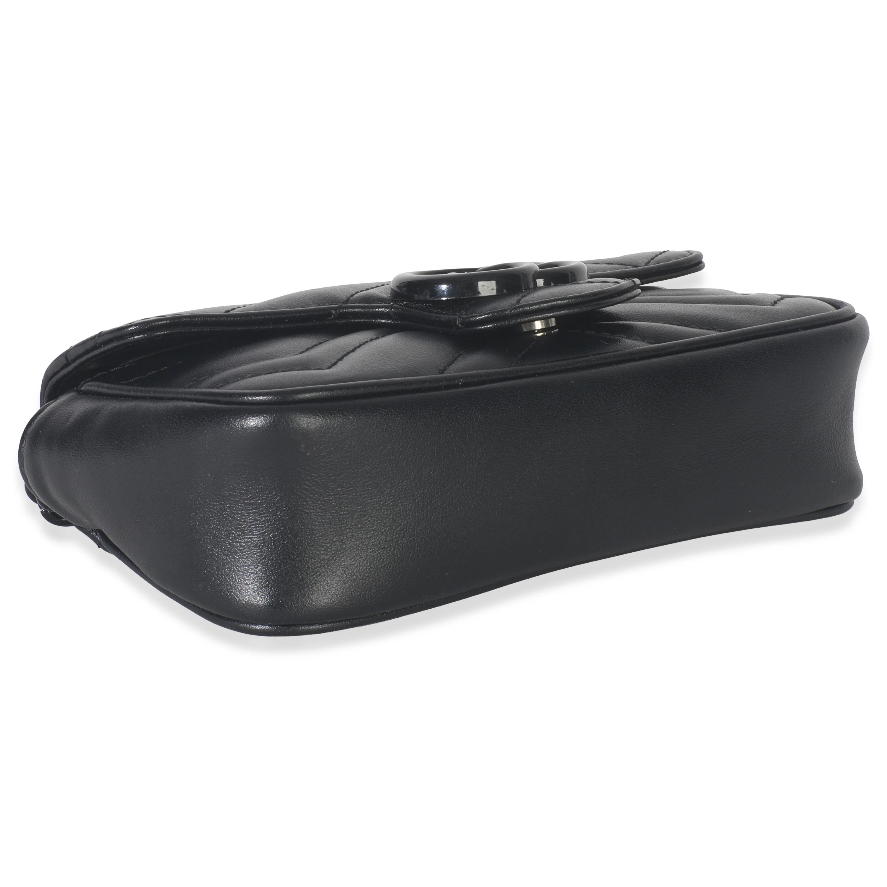 Black Matelasse Calfskin Monochrome GG Marmont Chain Belt Bag - Image 6