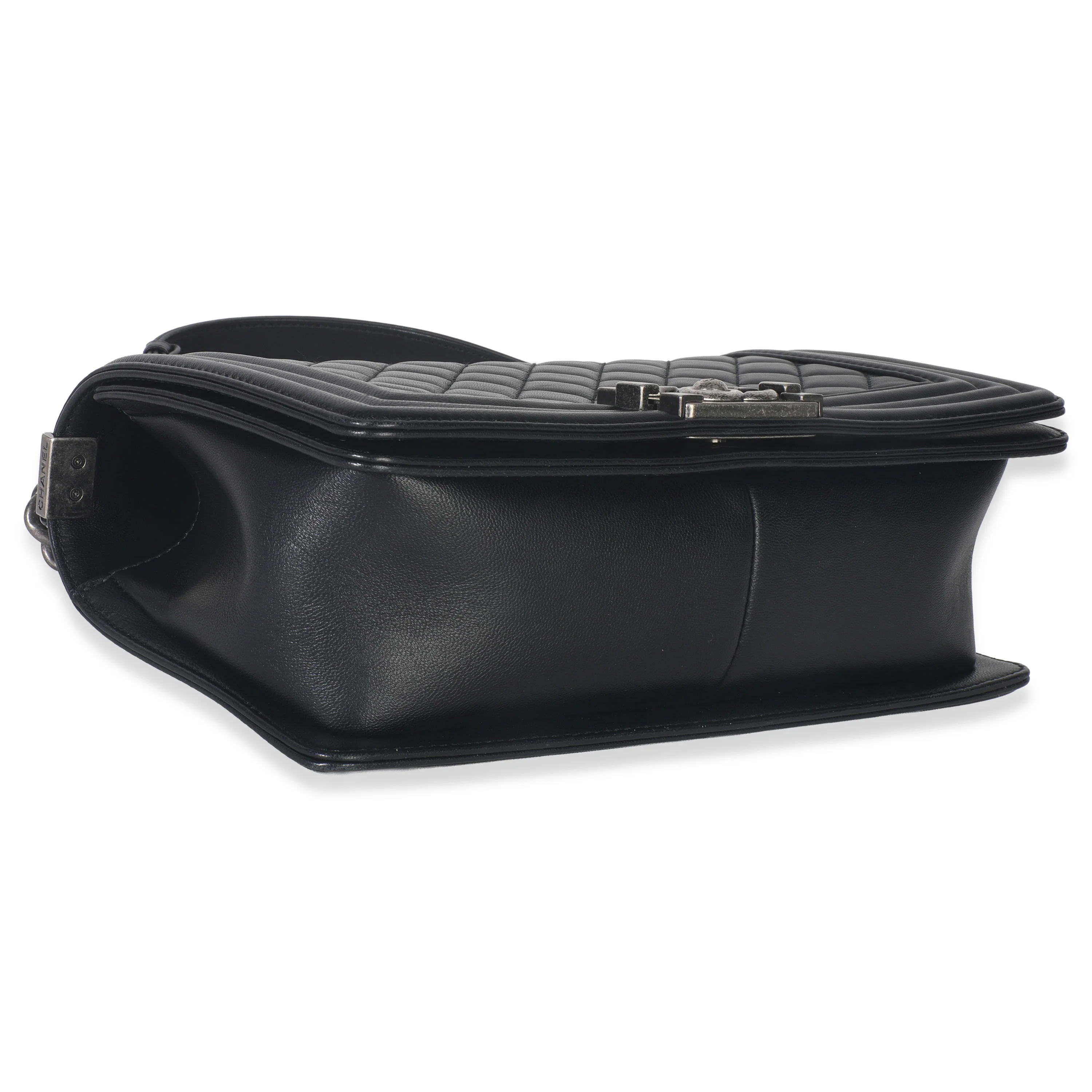 Black Quilted Lambskin Old Medium Boy Bag - Image 8