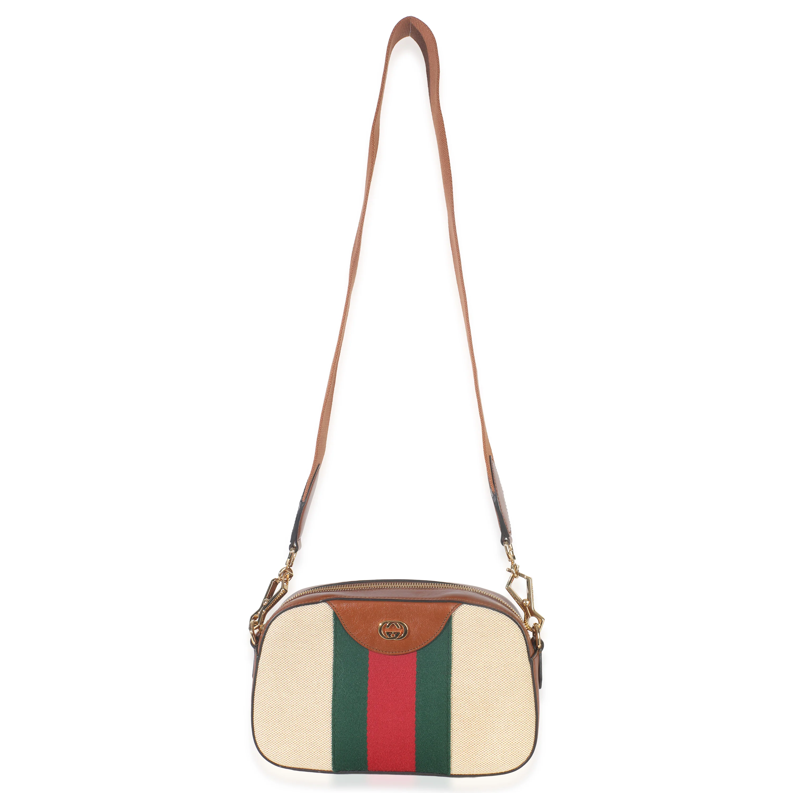 Beige Canvas Vintage GG Web Crossbody Bag - Image 8