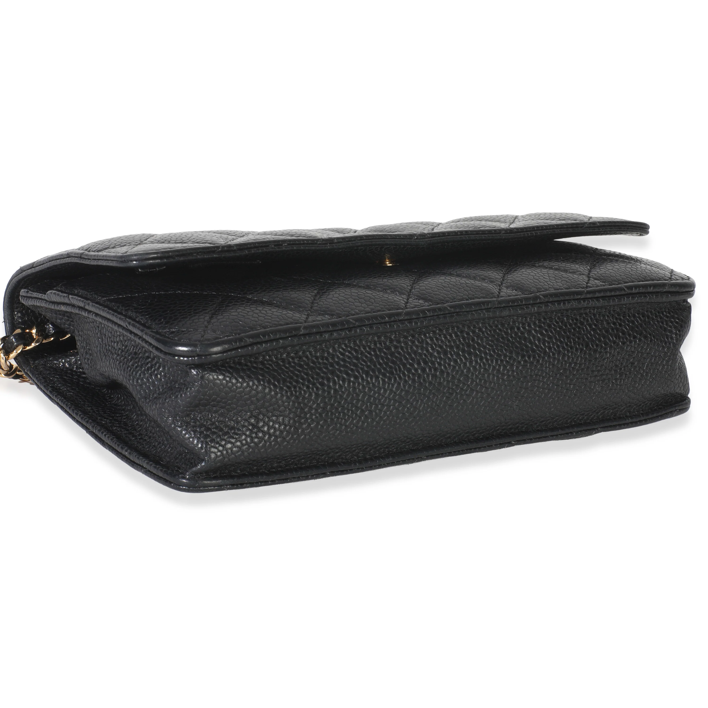 Black Quilted Caviar Classic Wallet On Chain - Image 5