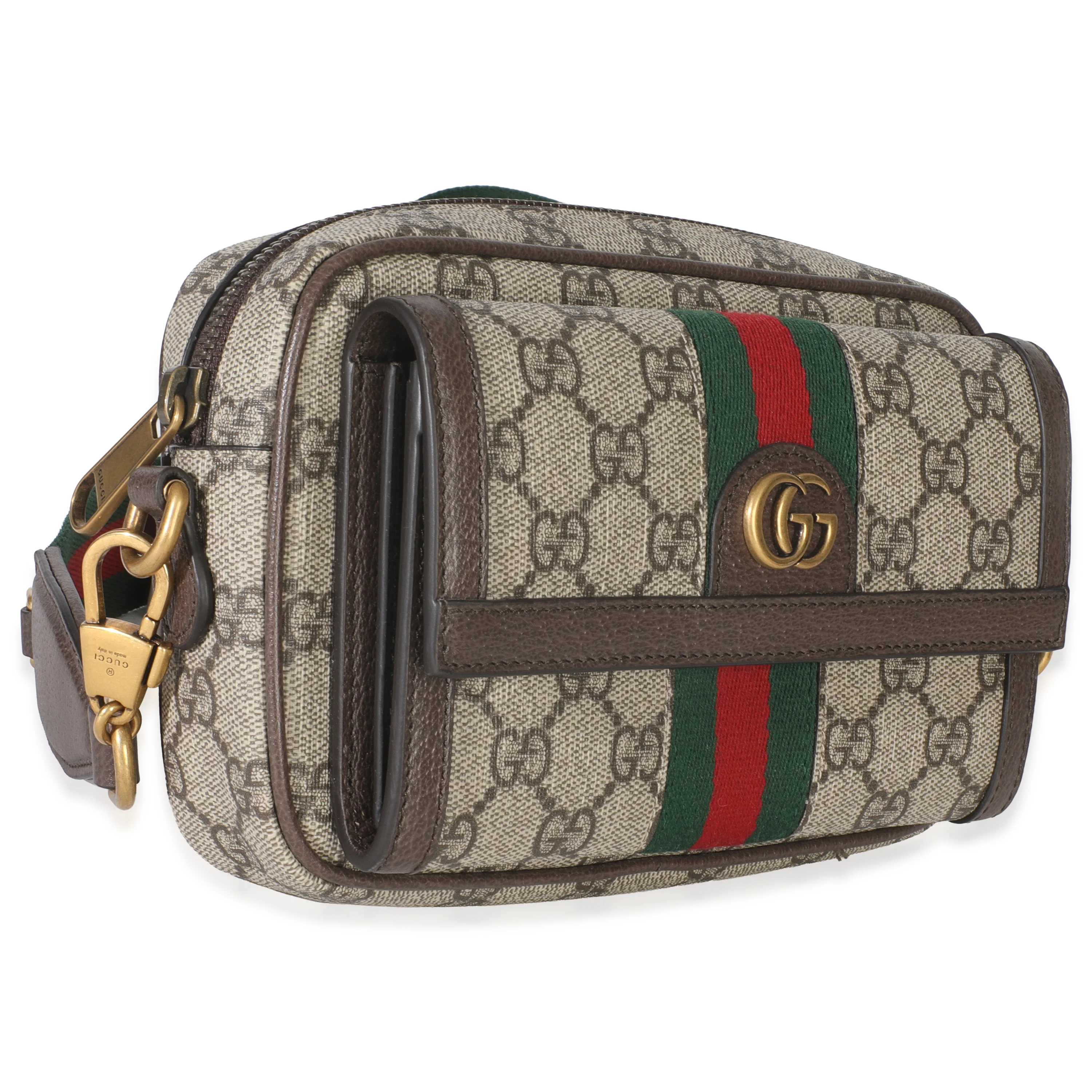 Beige GG Supreme Canvas Ophidia Mini Front Pocket Crossbody Bag - Image 3