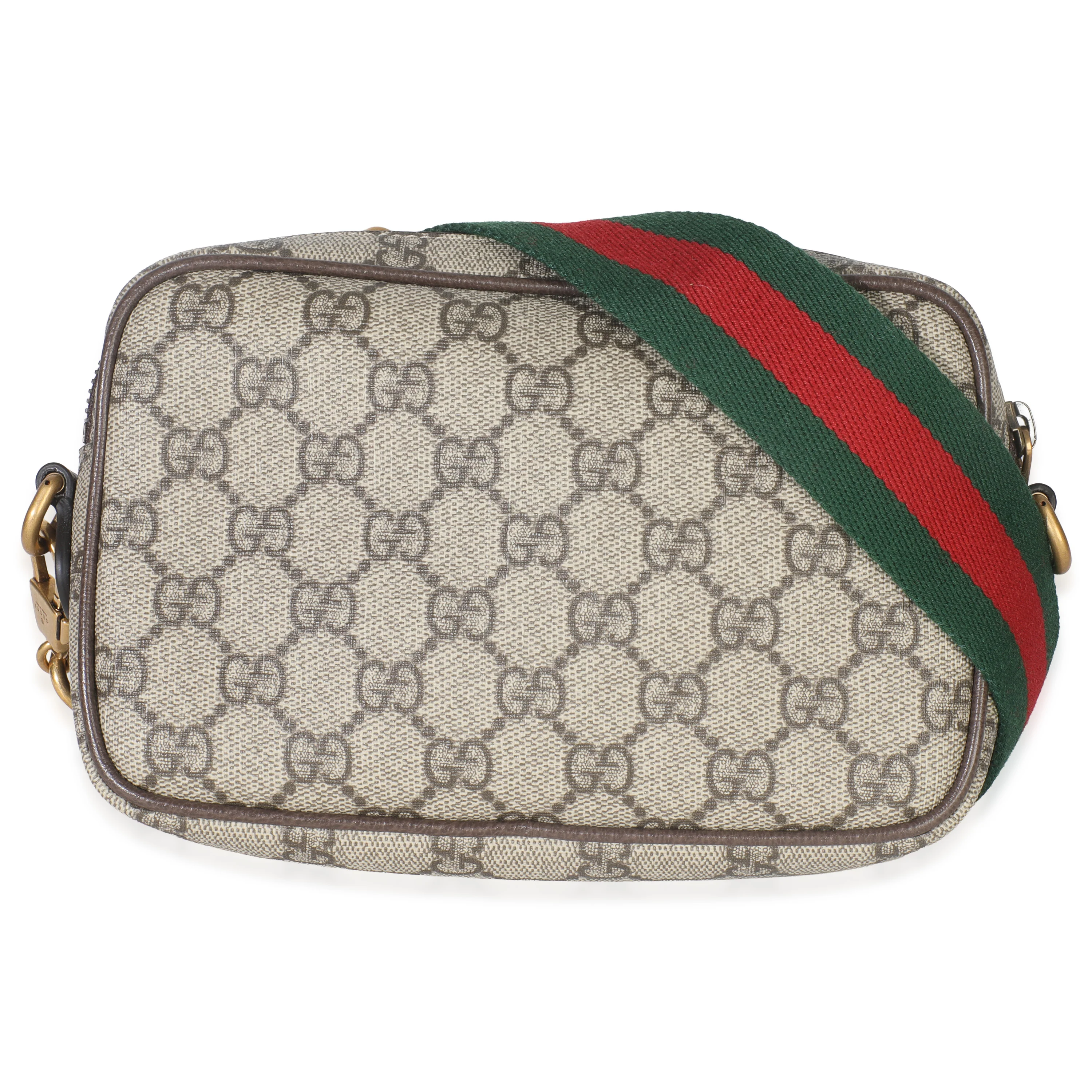 Beige GG Supreme Canvas Ophidia Mini Front Pocket Crossbody Bag - Image 4