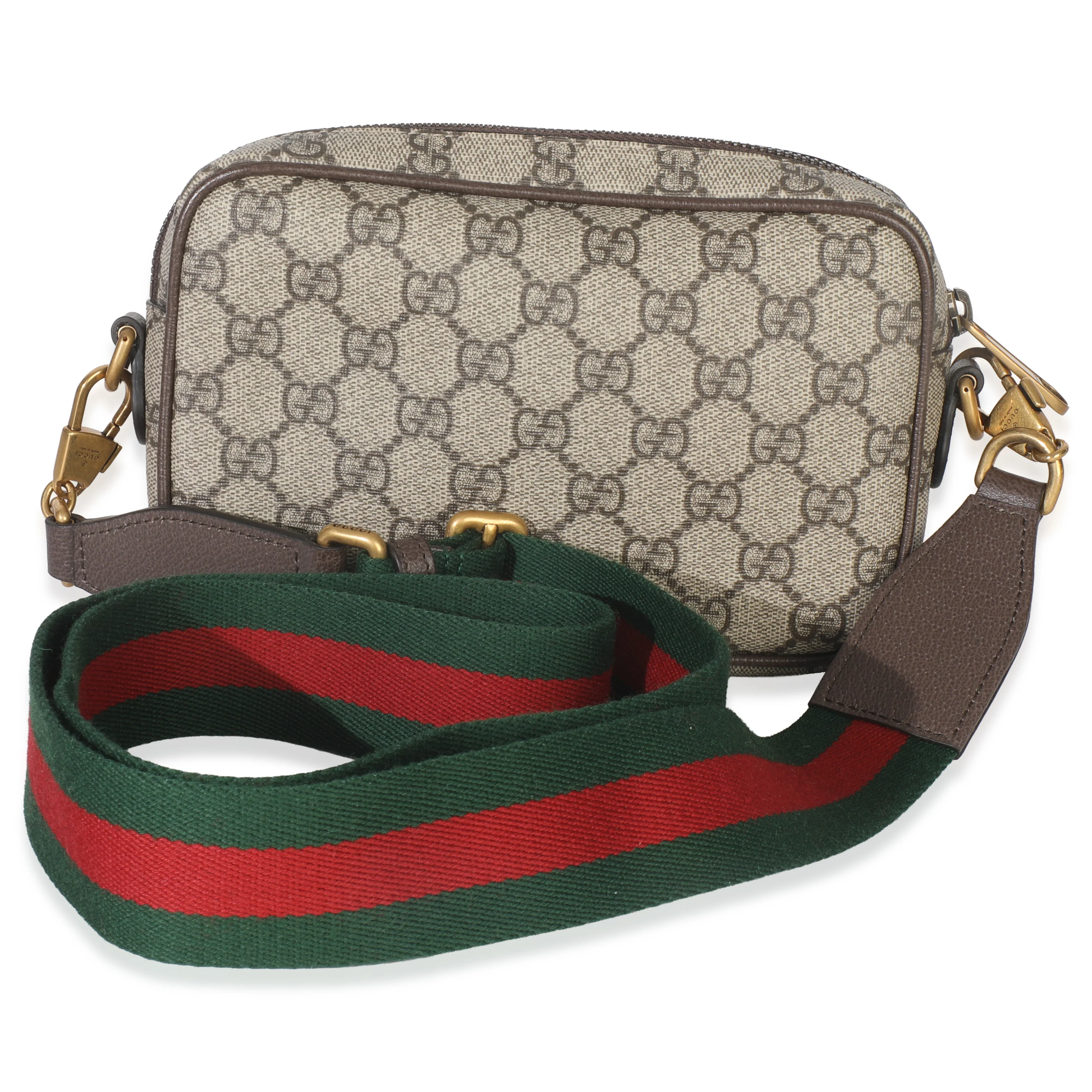 Beige GG Supreme Canvas Ophidia Mini Front Pocket Crossbody Bag - Image 8