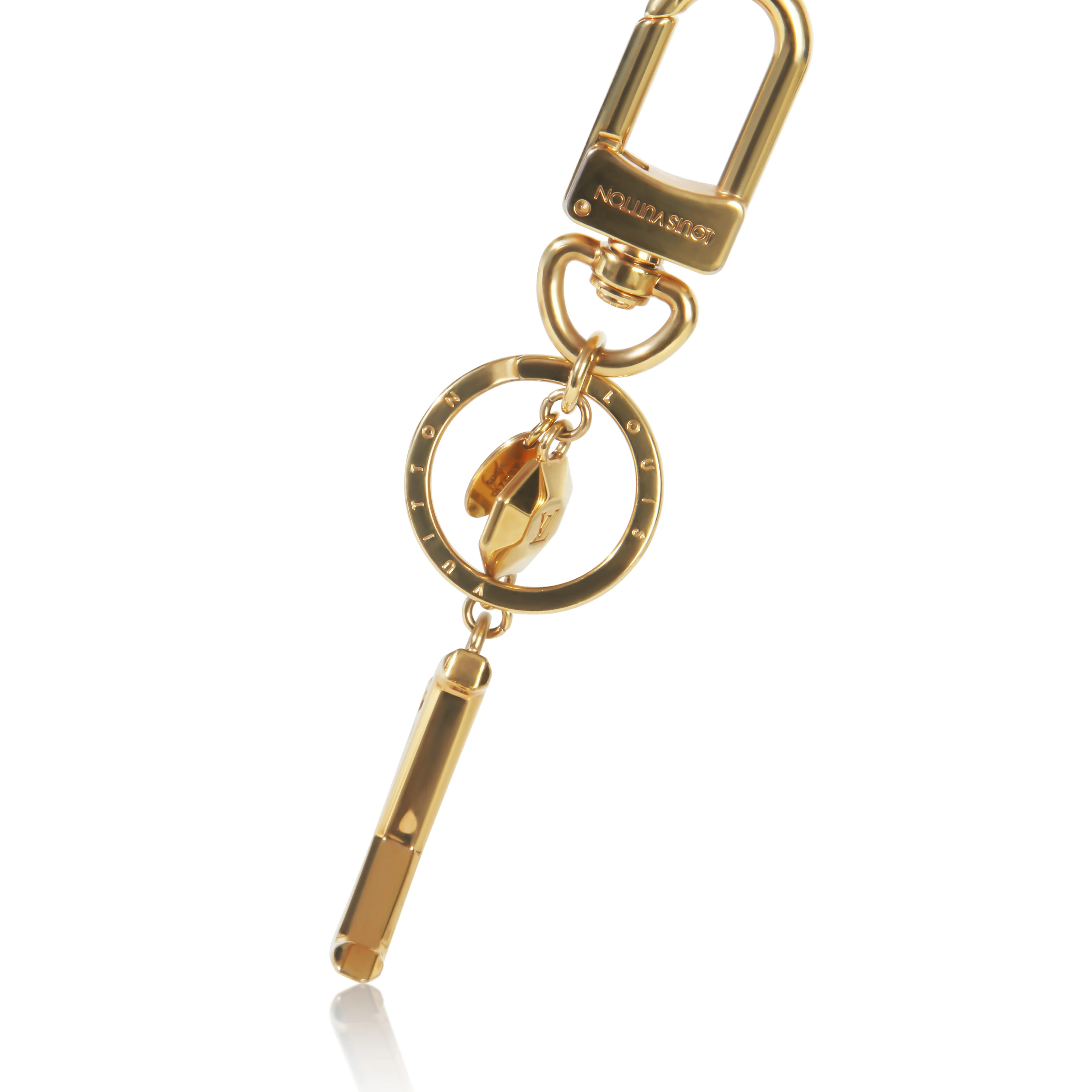 Gold Metal LV Facettes Bag Charm Key Holder - Image 2