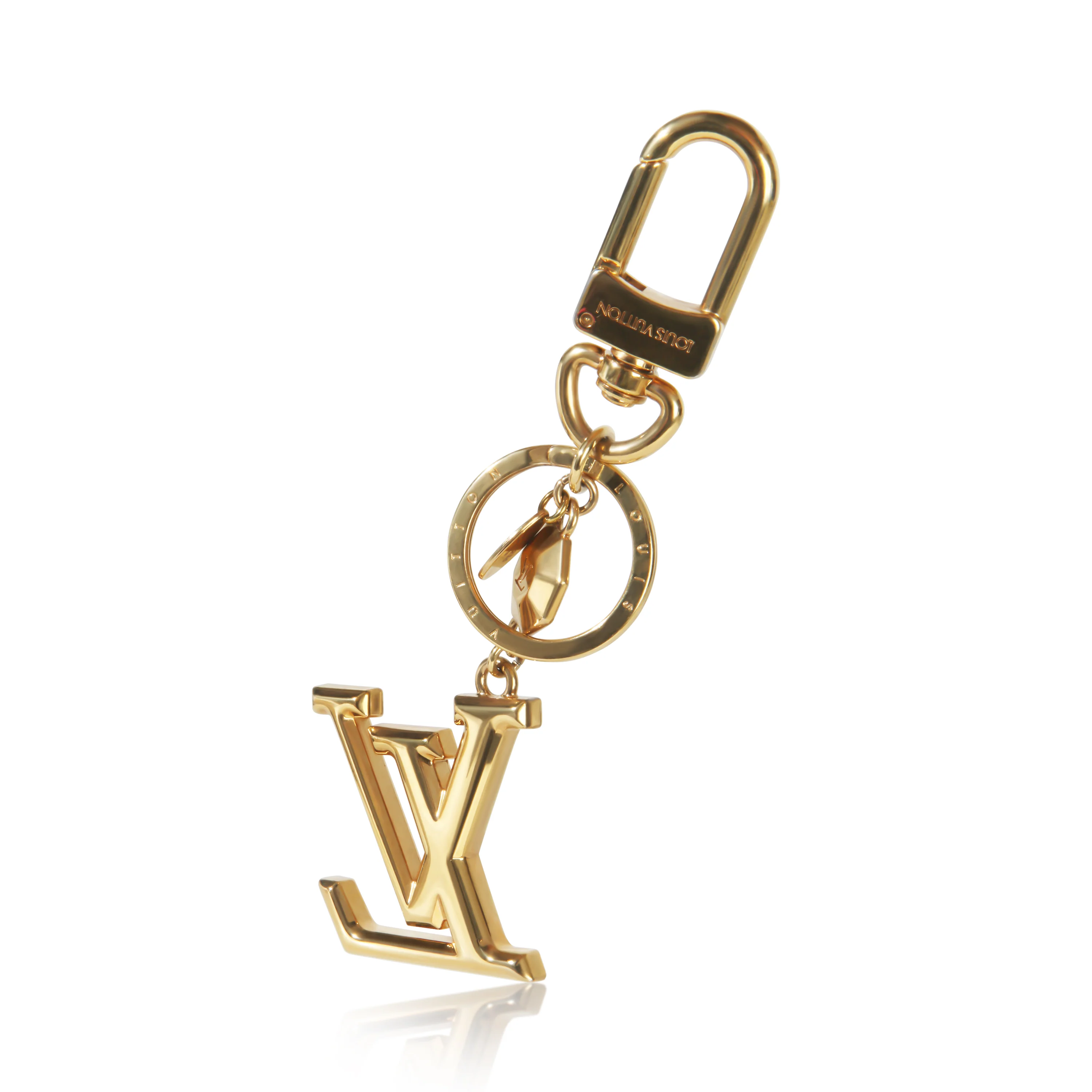 Gold Metal LV Facettes Bag Charm Key Holder - Image 3