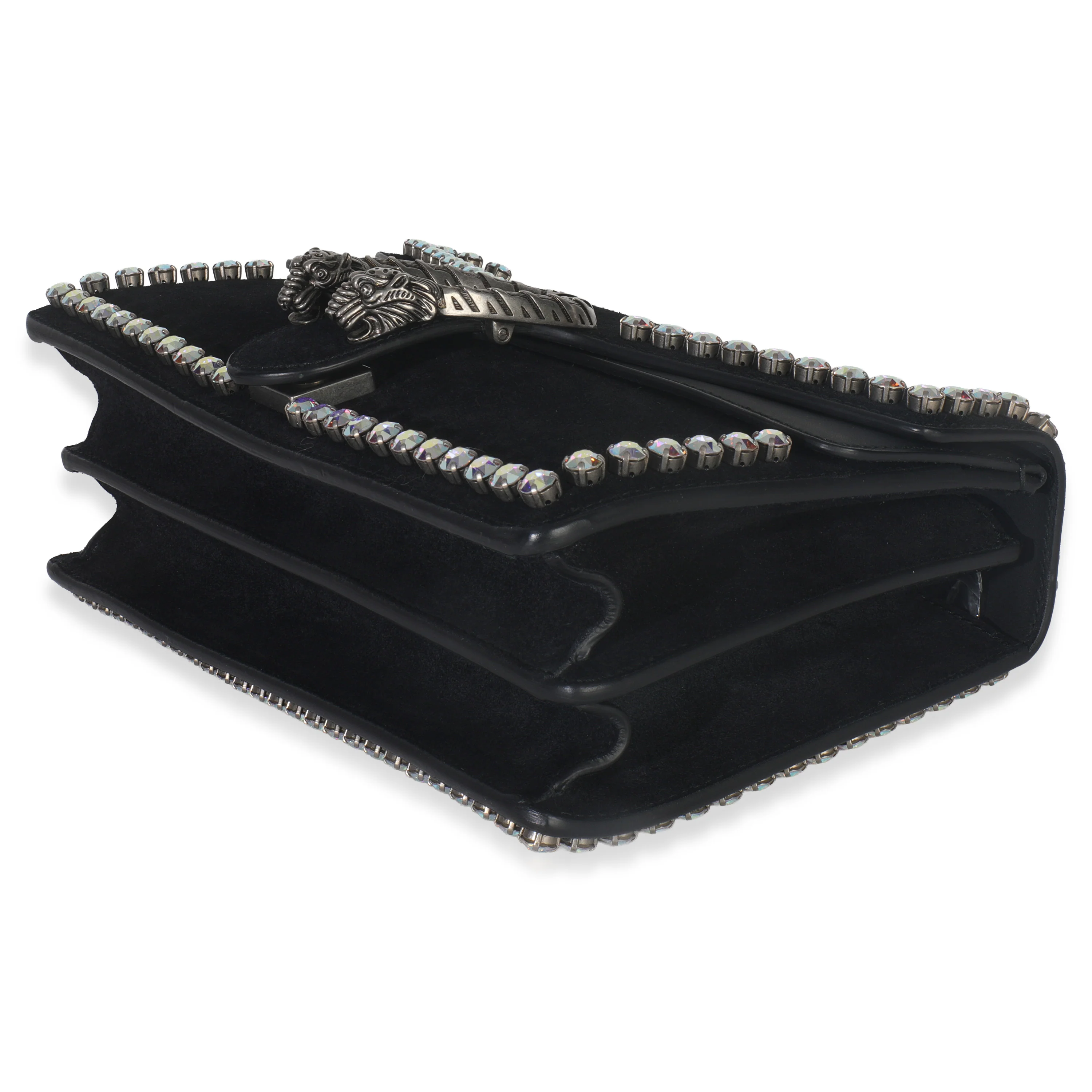 Black Suede Crystal Small Dionysus Shoulder Bag - Image 6