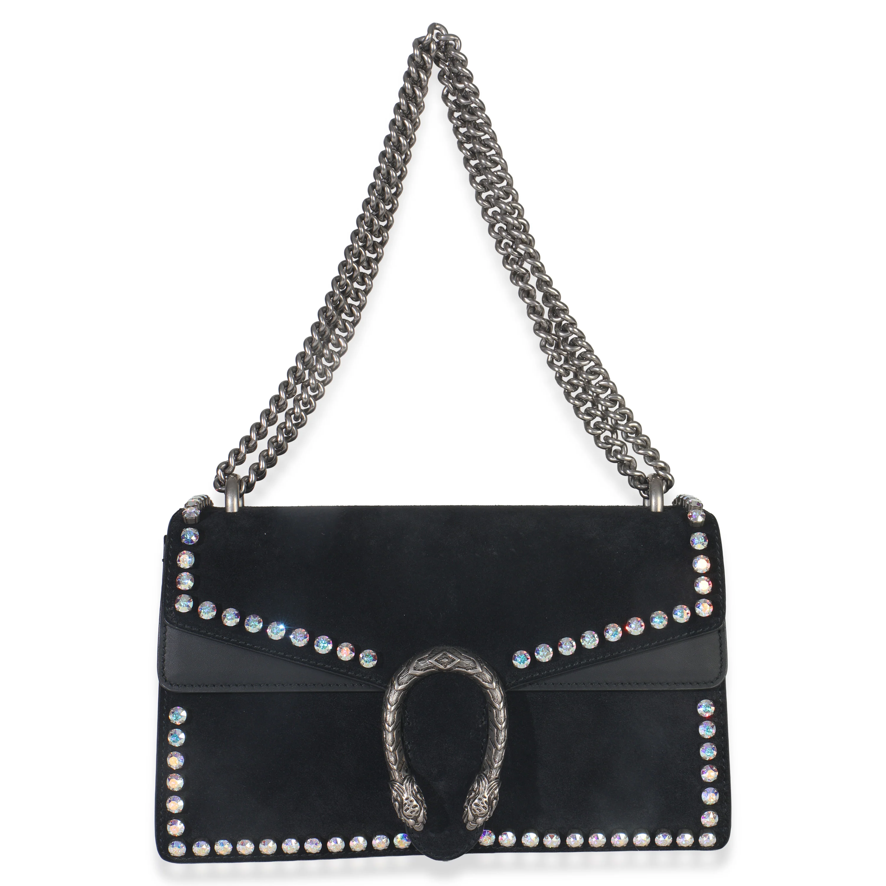 Black Suede Crystal Small Dionysus Shoulder Bag - Image 8