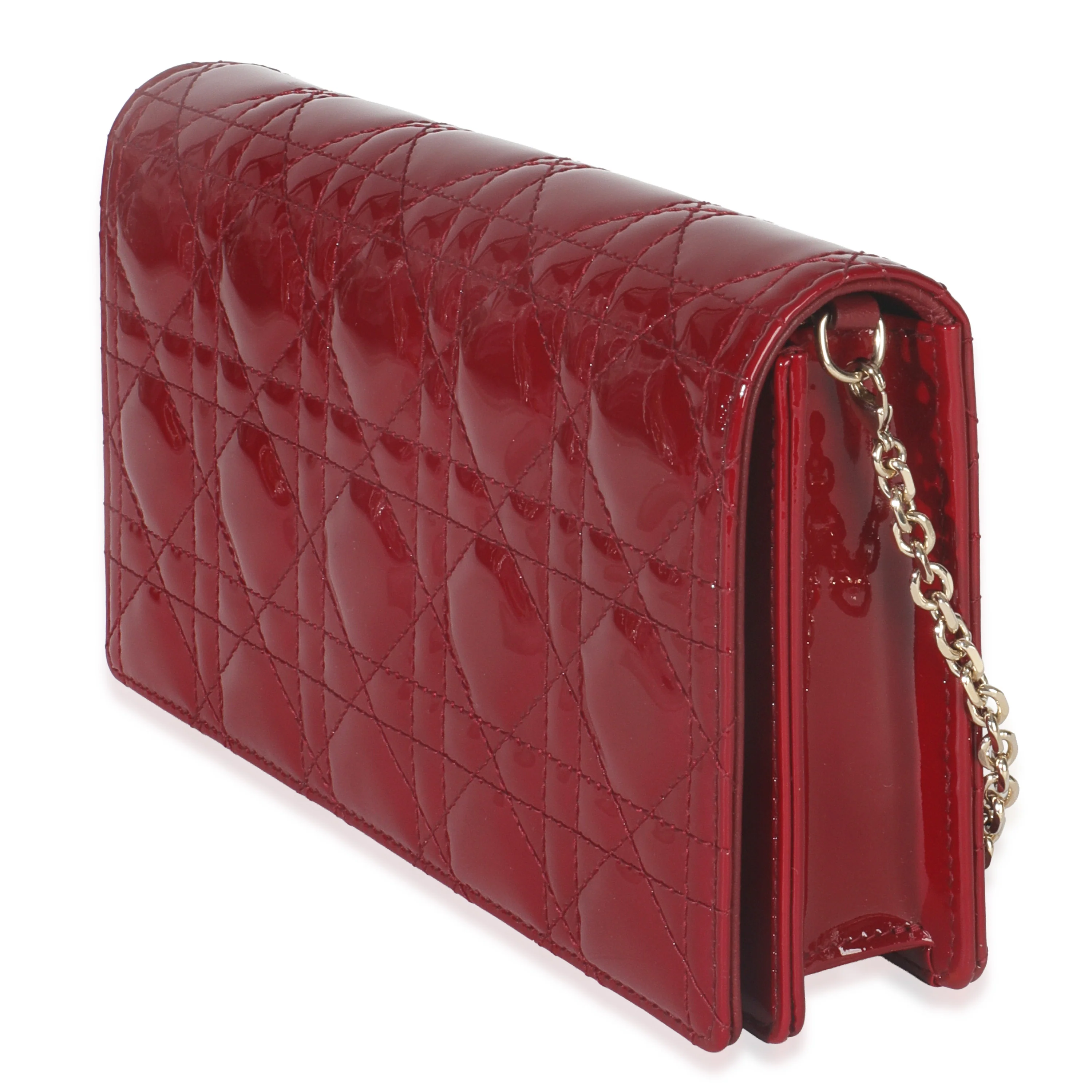 Red Patent Cannage Lady Dior Chain Pouch - Image 2