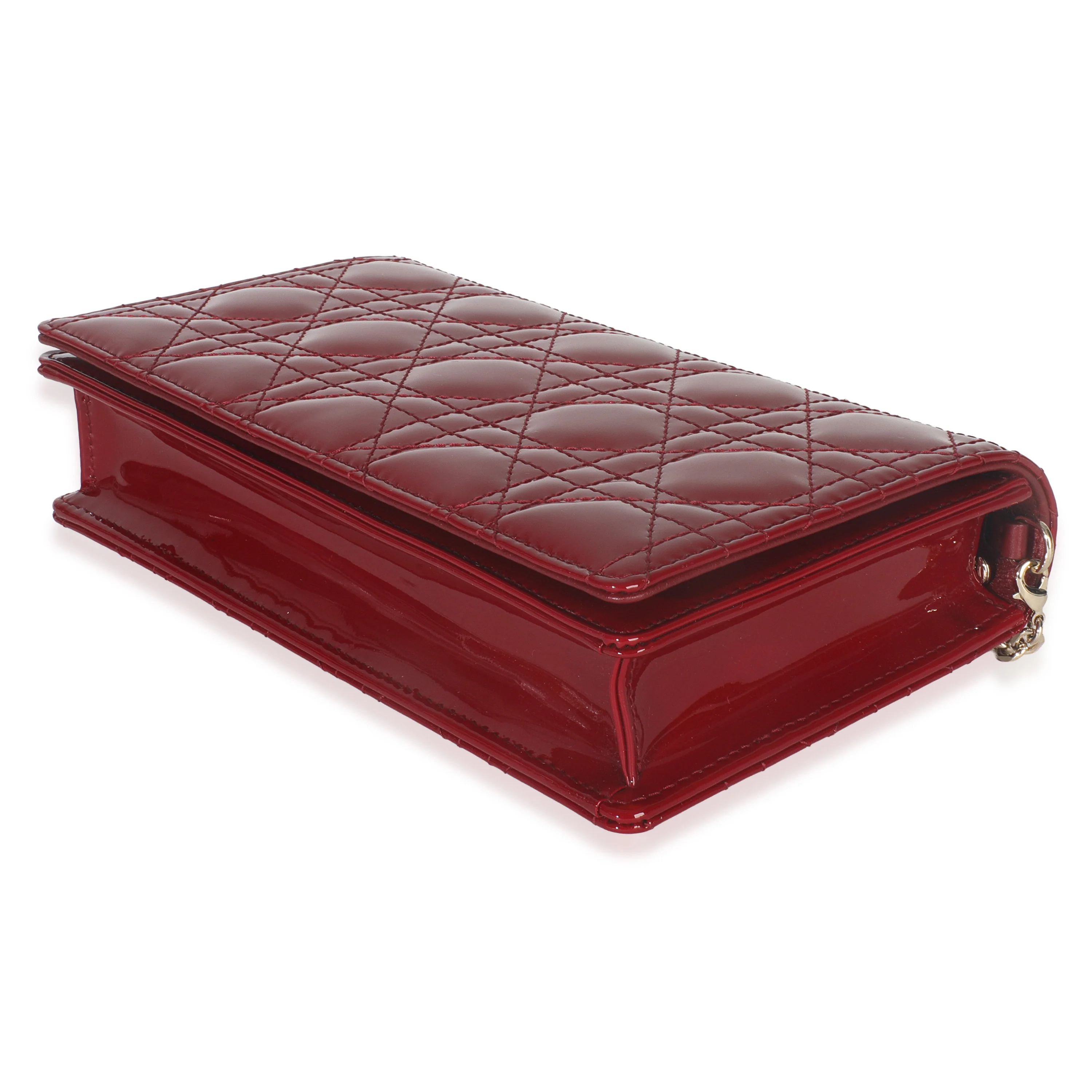 Red Patent Cannage Lady Dior Chain Pouch - Image 6