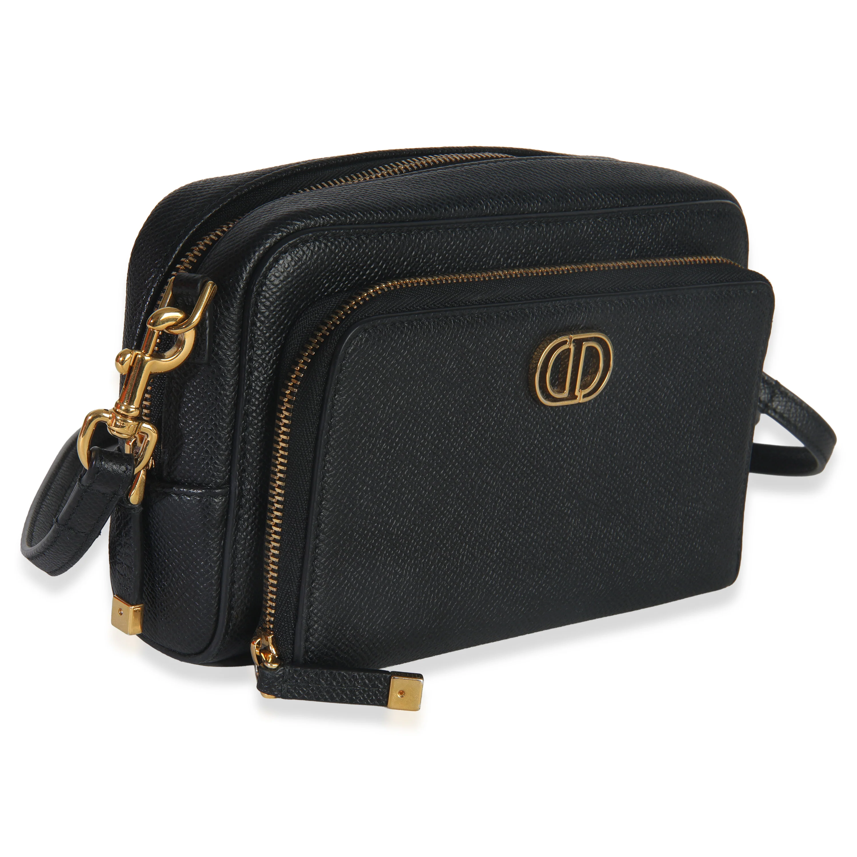 Black Grained Calfskin Caro Double Pouch - Image 3