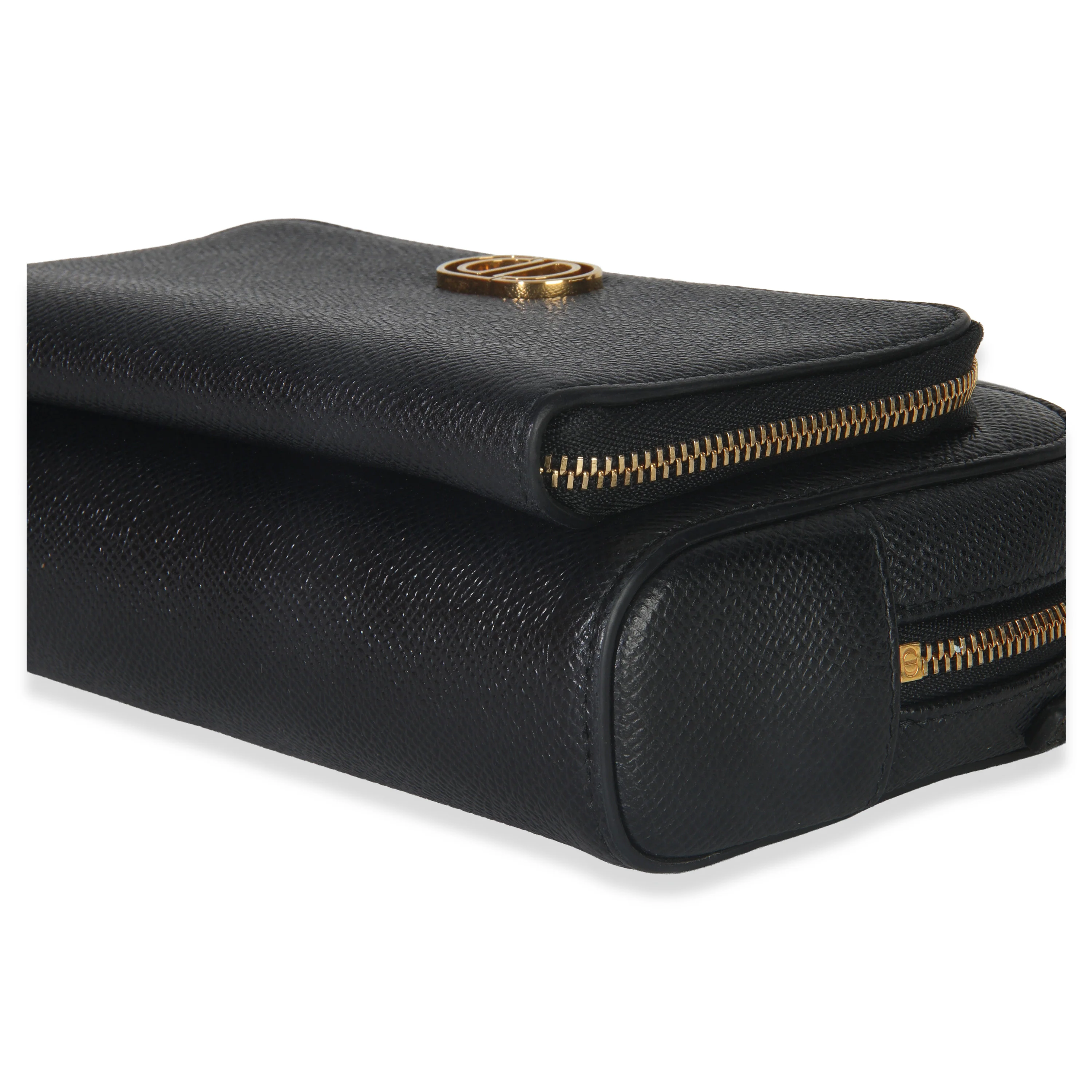 Black Grained Calfskin Caro Double Pouch - Image 6