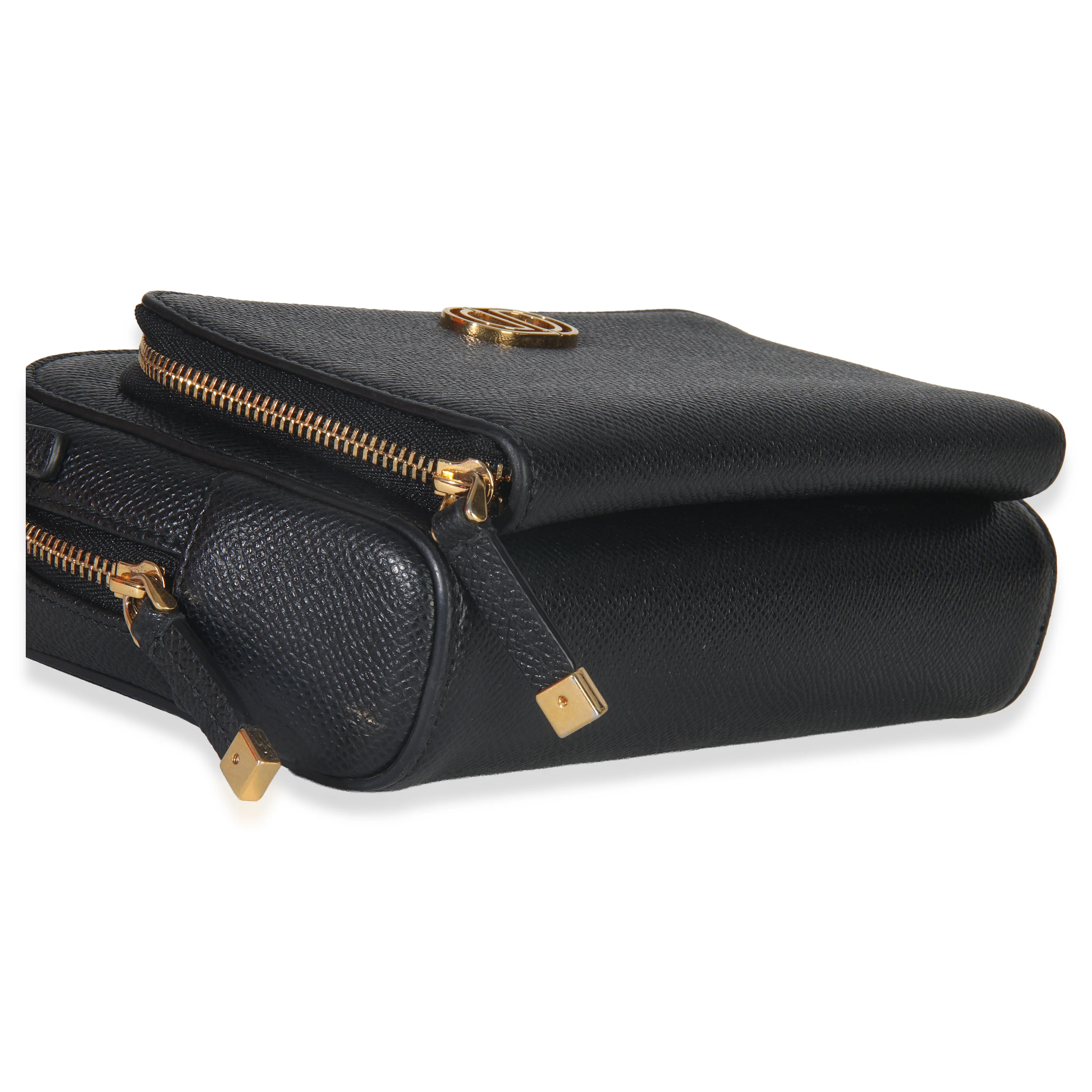 Black Grained Calfskin Caro Double Pouch - Image 7