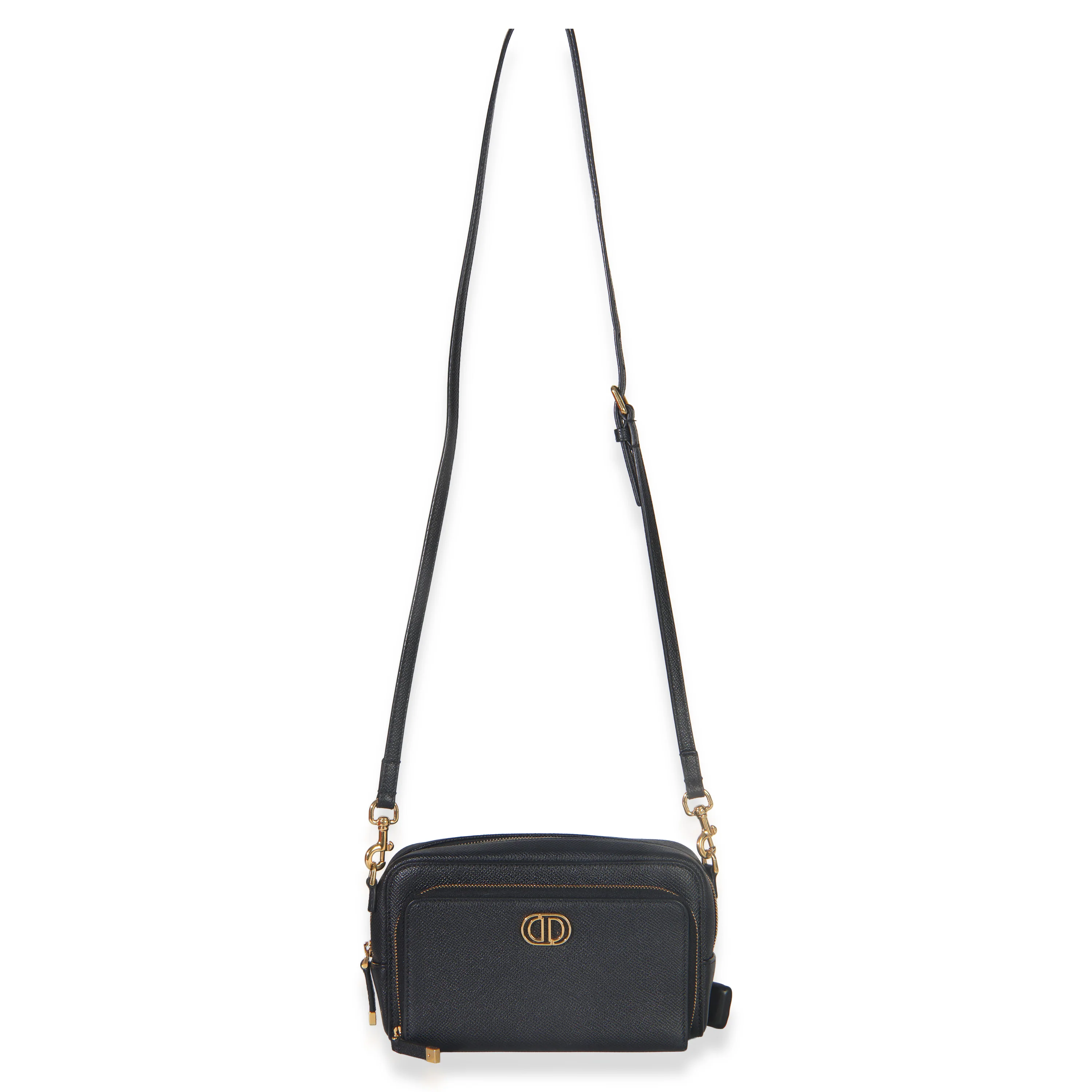 Black Grained Calfskin Caro Double Pouch - Image 8