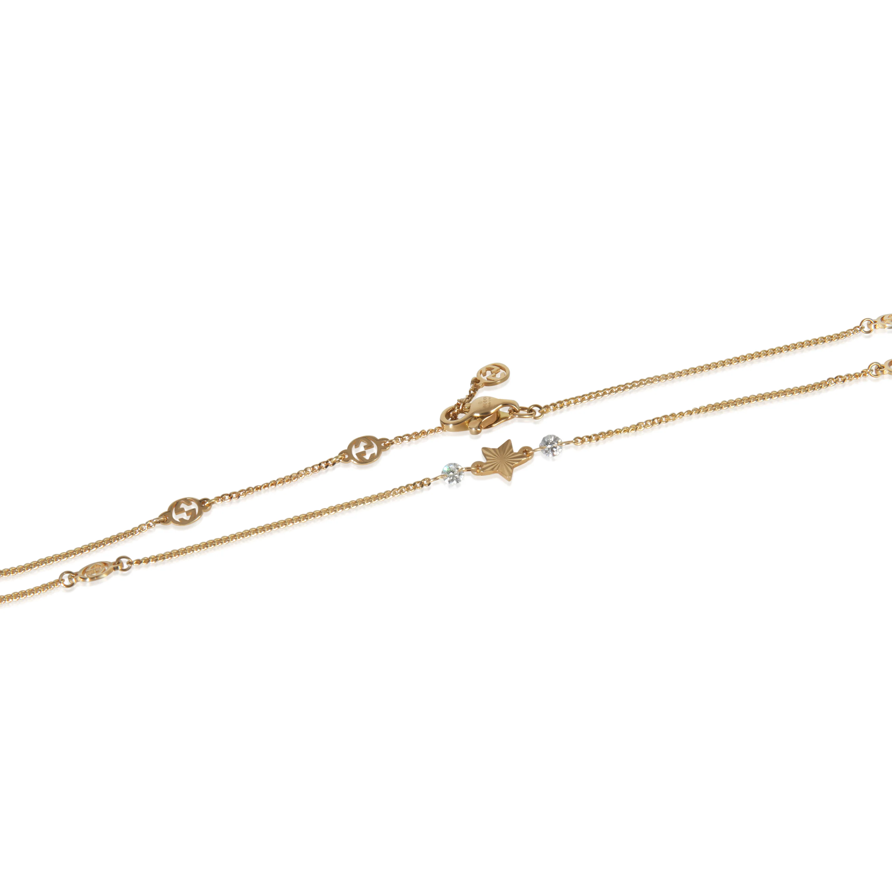 Yellow Gold Diamond Interlocking GG Star Necklace - Image 2