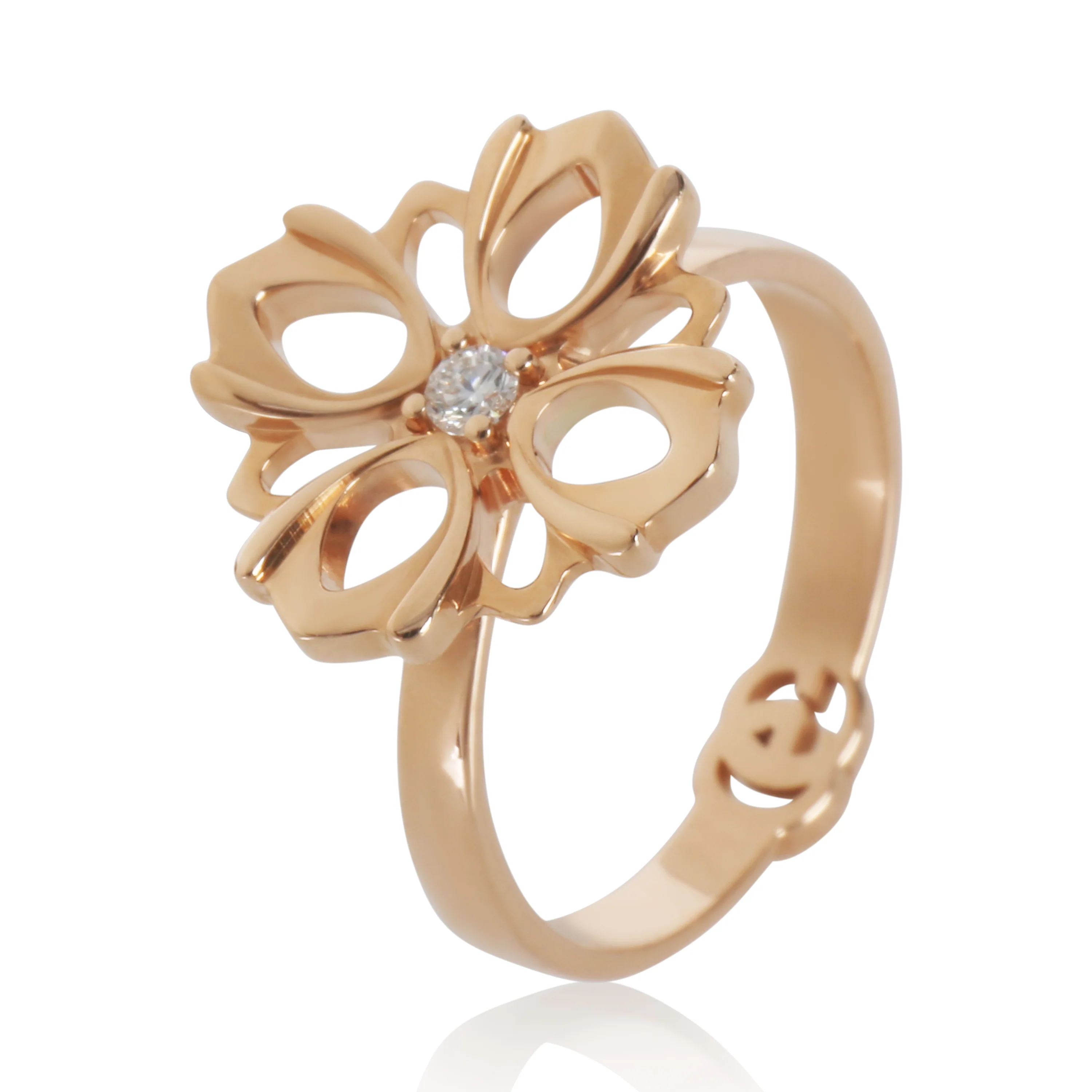 Rose Gold Diamond Flora Flower Ring - Image 4