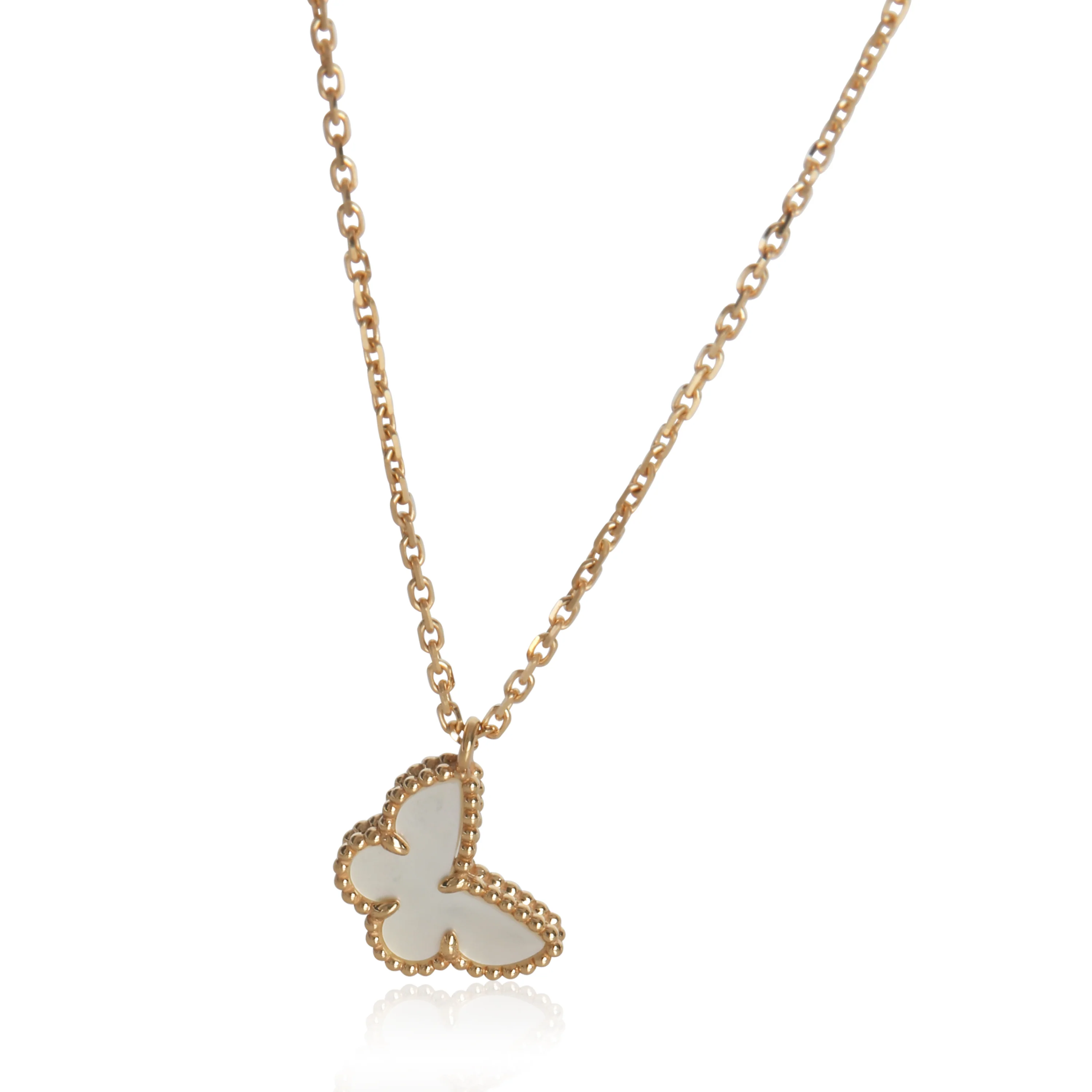 Yellow Gold Mother Of Pearl Sweet Butterflies Pendant