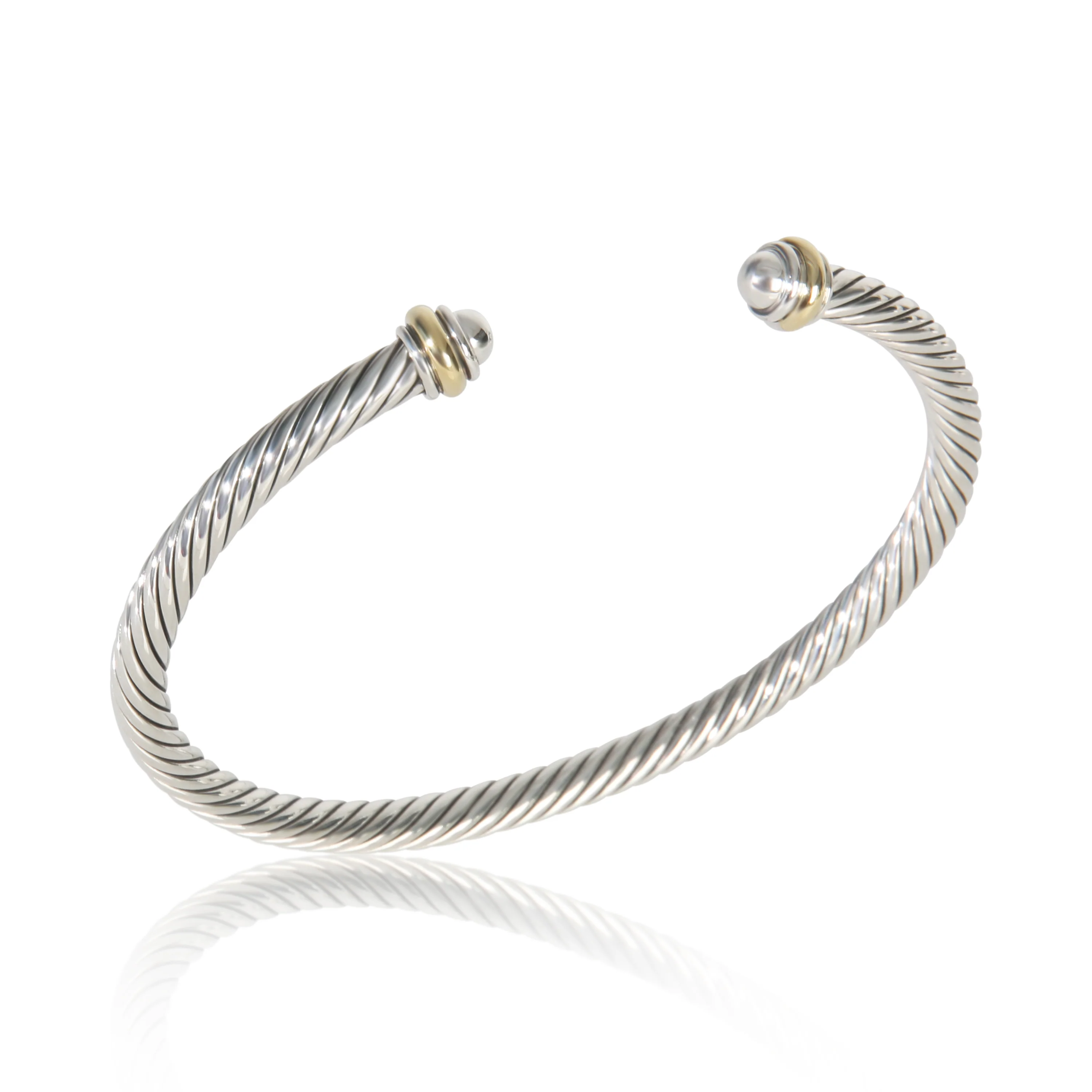 Yellow Gold & Sterling Silver Cable Classic Bracelet - Image 4