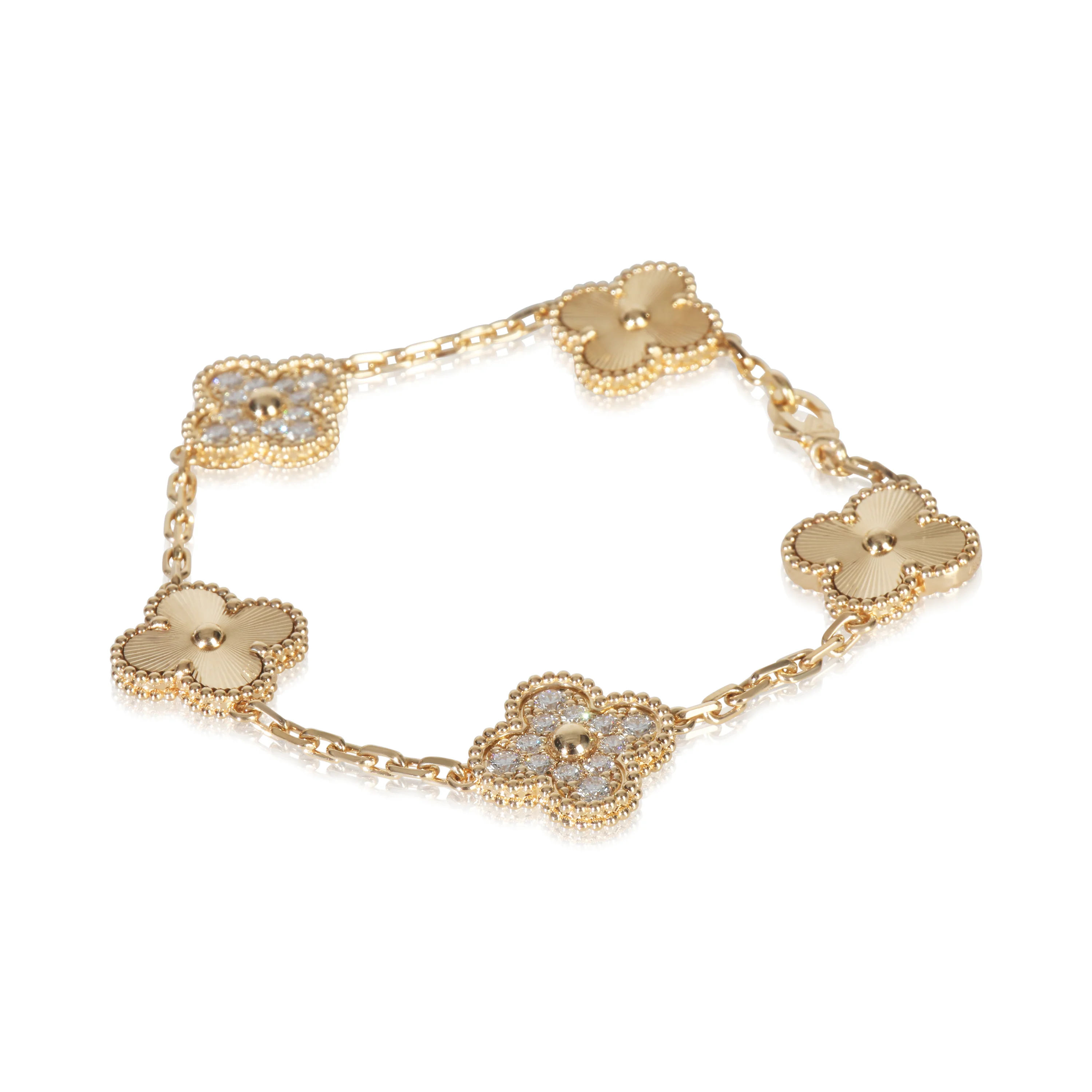 Yellow Gold Diamond Vintage Alhambra Bracelet - Image 2