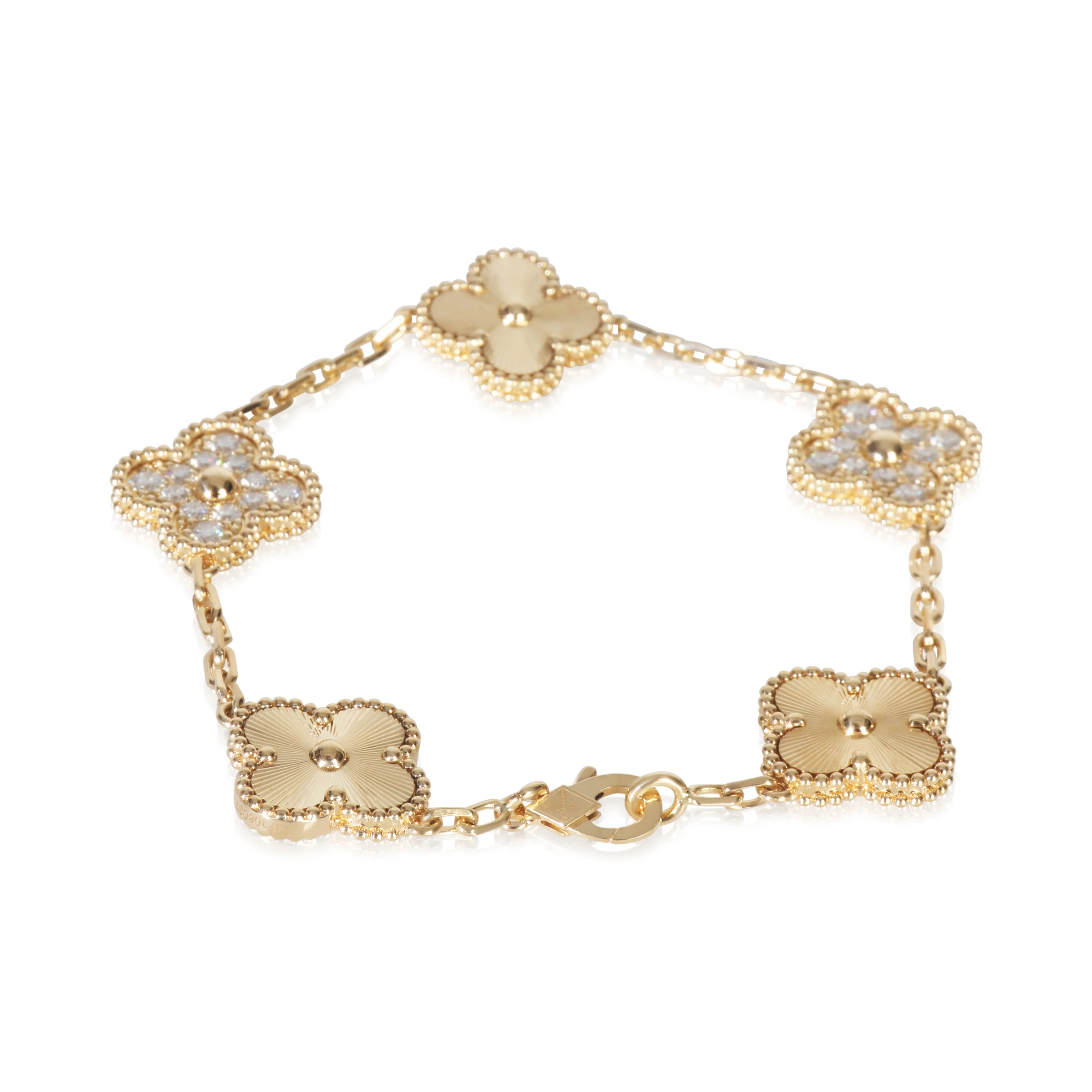 Yellow Gold Diamond Vintage Alhambra Bracelet - Image 3