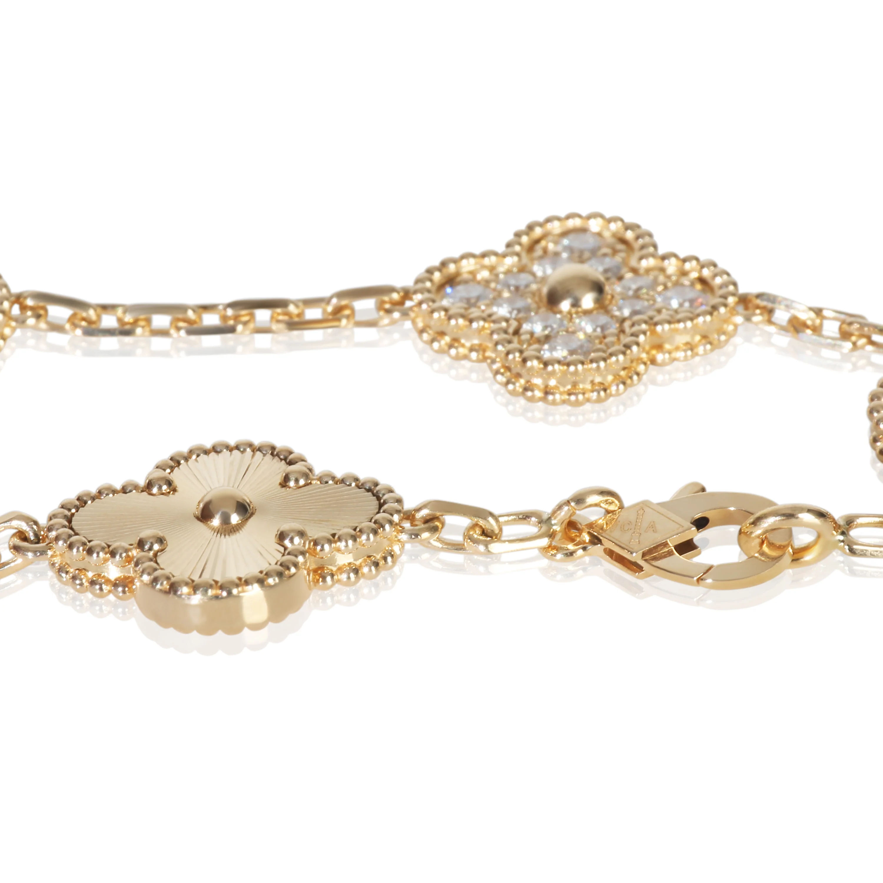 Yellow Gold Diamond Vintage Alhambra Bracelet - Image 4
