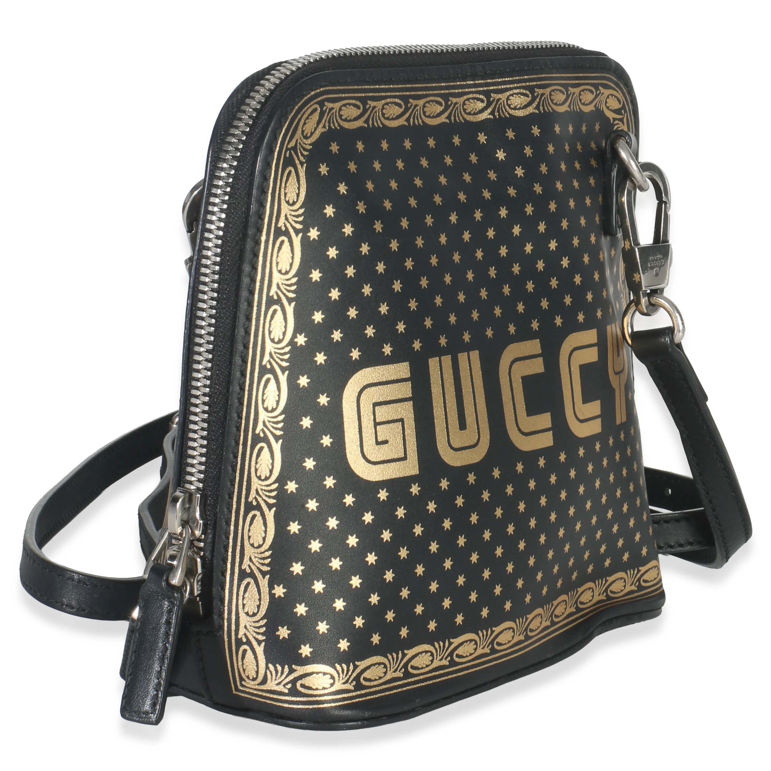 x SEGA Black Calfskin Guccy Stars Mini Dome Shoulder Bag - Image 3