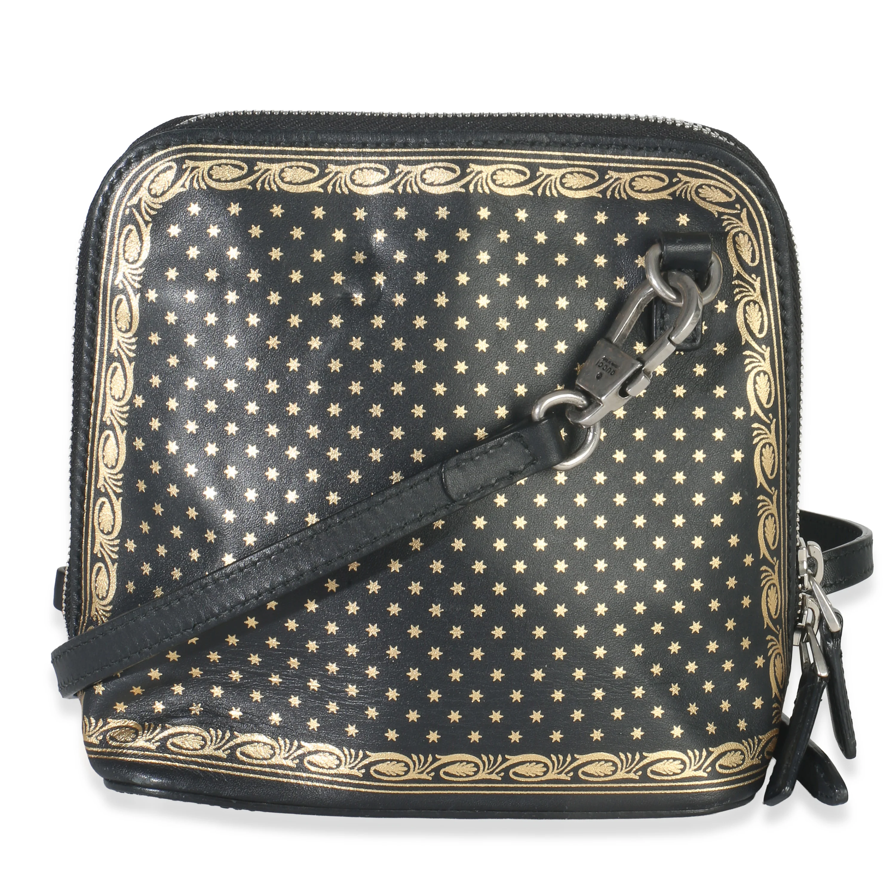 x SEGA Black Calfskin Guccy Stars Mini Dome Shoulder Bag - Image 4