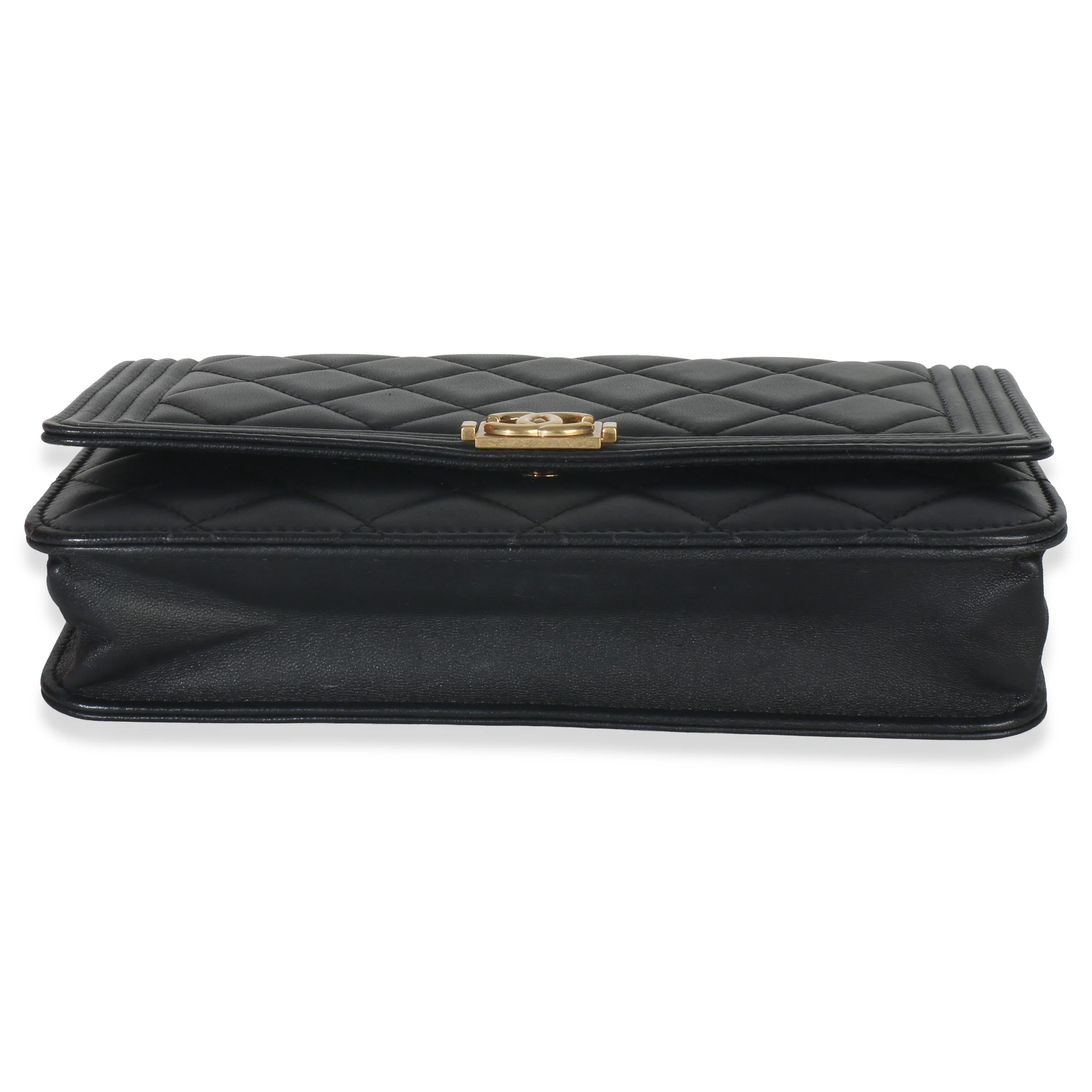 Black Quilted Lambskin Boy Wallet On Chain - Image 5